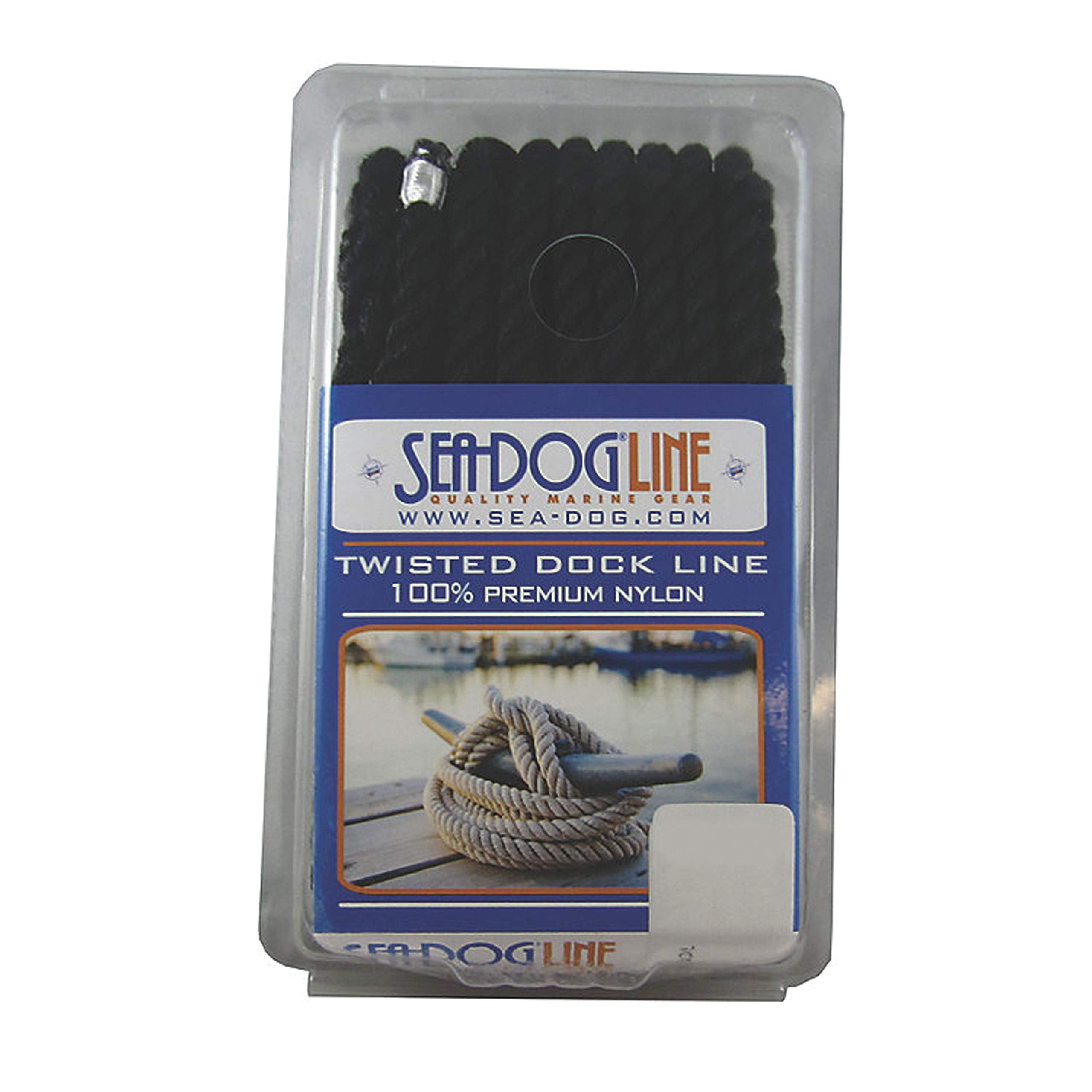 Double Braided Nylon Sea Dog 302112015BK-1 Dock Line, 1/2" x 15' / Black