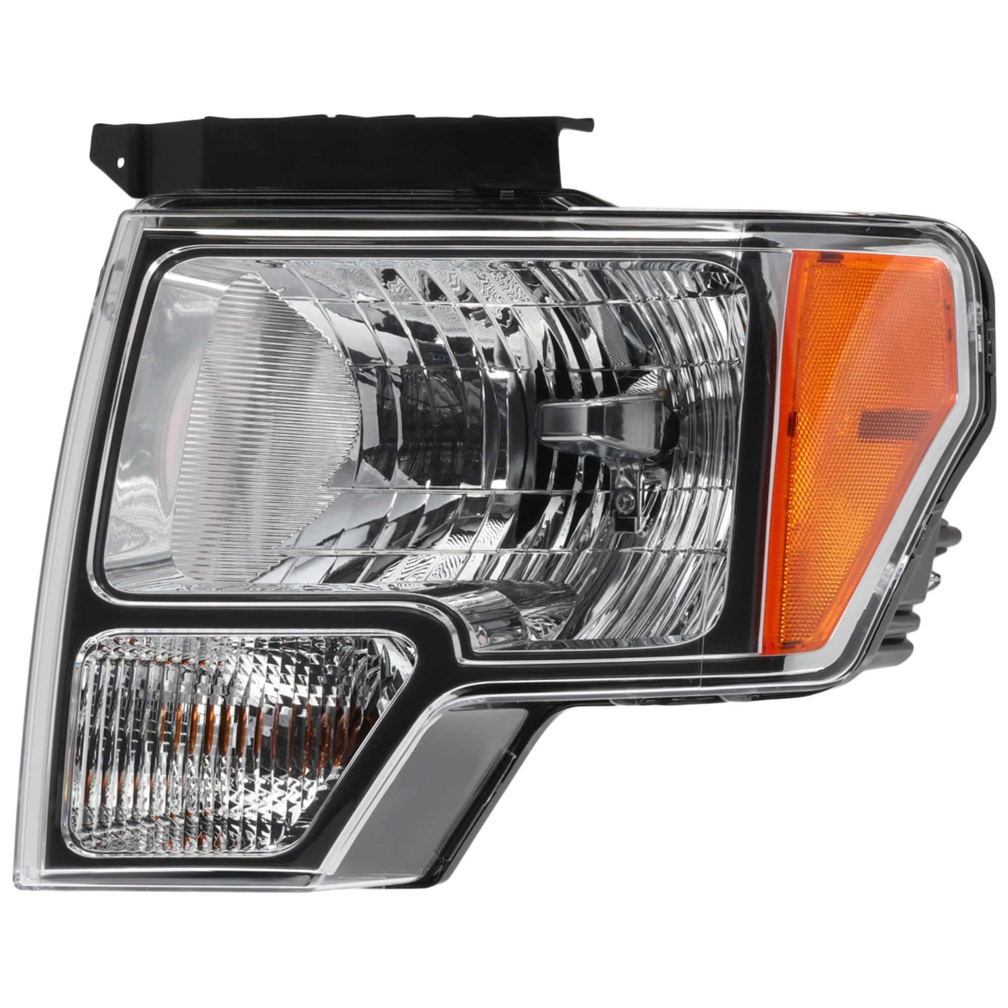 Headlight Assembly Go-Parts for Ford F-150 (2009-2014), Left (Driver) Side, Halogen Light with Chrome Trim, Replacement 2010 2011 2012 2013