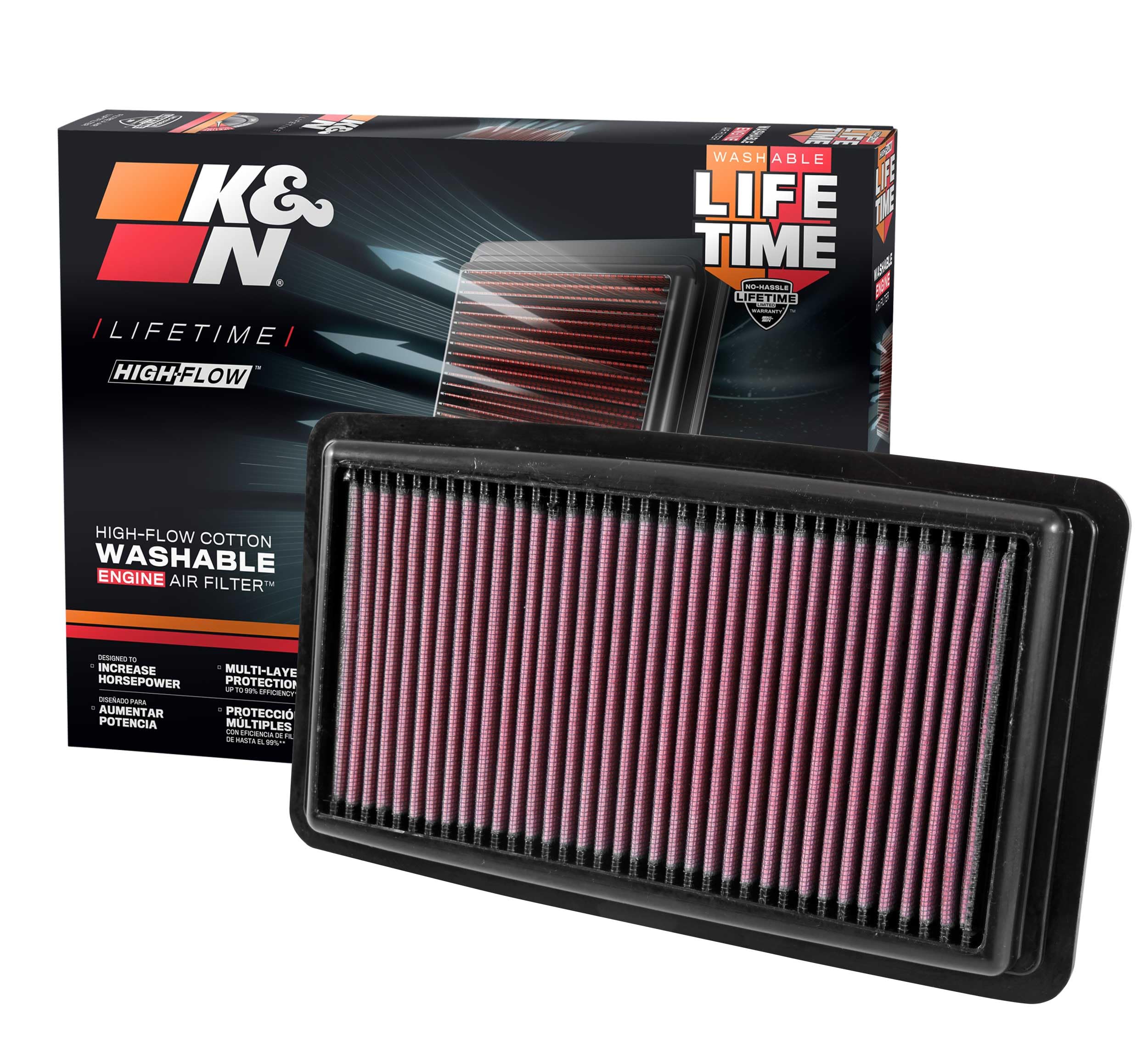 K&N Original High-Flow Lifetime Engine Air Filter: Increase Power: Premium, Washable: Compatible with 2016-2025 Acura/Honda: MDX, TLX, Odyssey, Pilot, Passport, Ridgeline, 33-5041