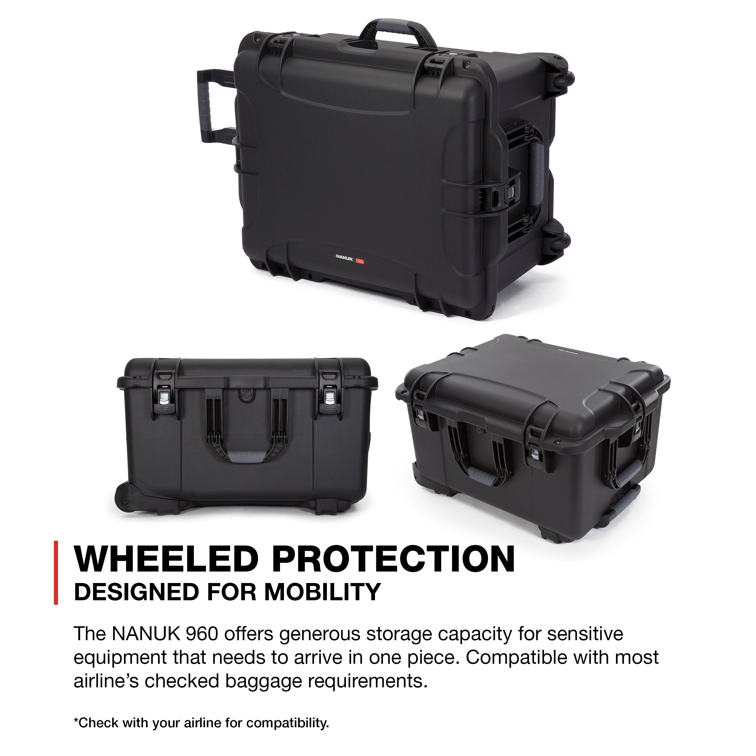 NANUK Pro Photo Kit 960 – Waterproof Travel Camera Hard Case with Padded Dividers and Wheels, 25.4” x 20” x 14.5” Dustproof and Impact-Resistant, Ideal for Heavy Loads – Black
