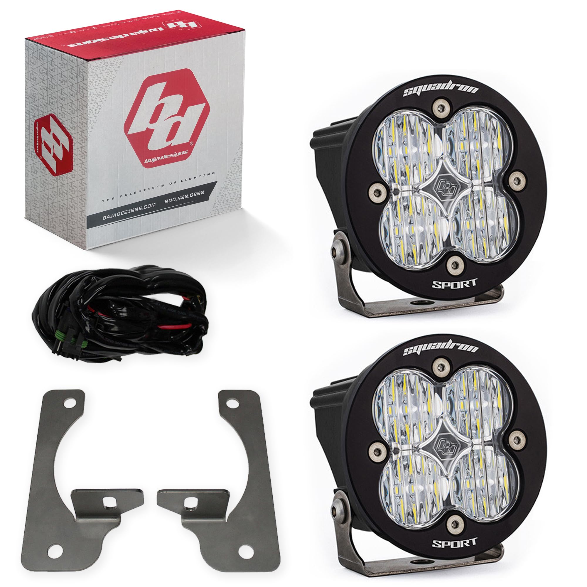 Baja Designs Fog Pocket Light Kit Squadron-R fits Jeep Wrangler JK 2007-09 for Premium OEM Bumper (Clear)