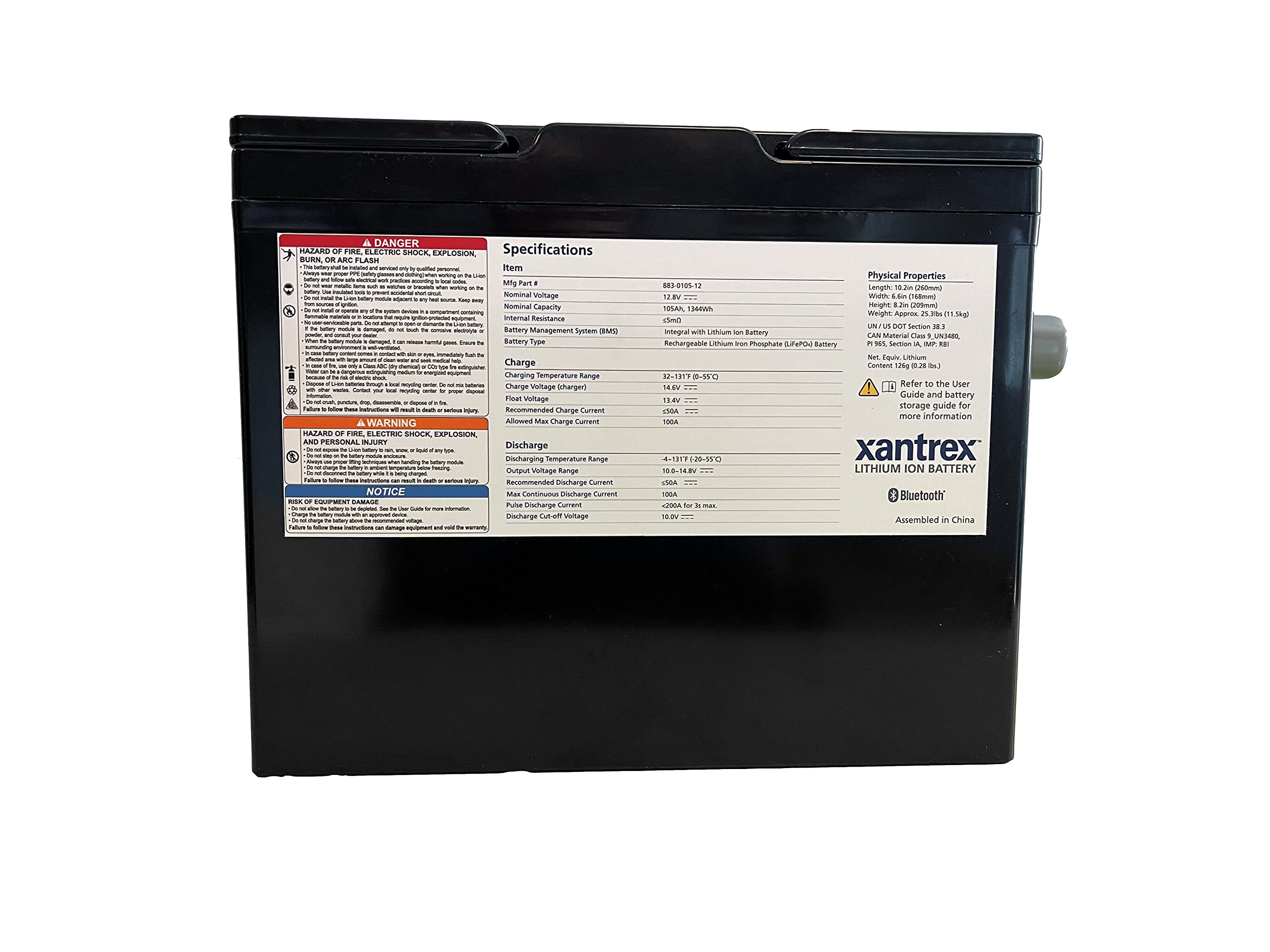 Xantrex LiFePO4 Lithium Battery (Group 27) - 105Ah 12v - Built in BMS, 6000 Deep Cycle Rechargeable Battery - Perfect for RV/Camper, Marine, Van, Solar and Off Grid Uses.