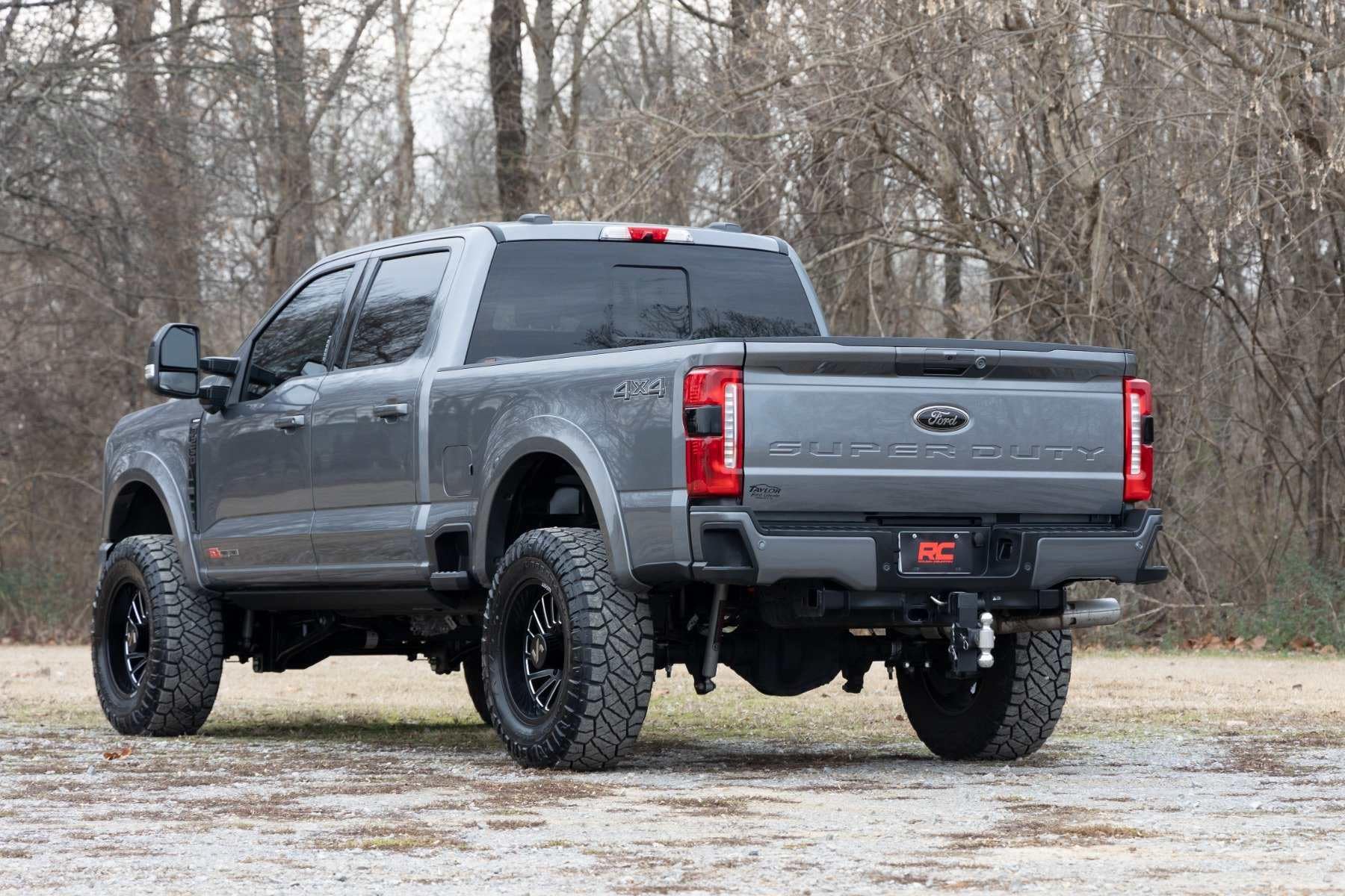 Rough Country Fender Flares Sport for Ford F-250/F-350 Super Duty (2023-2025) - Durable ABS Flares, 1" Coverage, No-Drill Install, UV-Protected Flat Black Finish, Set of 4