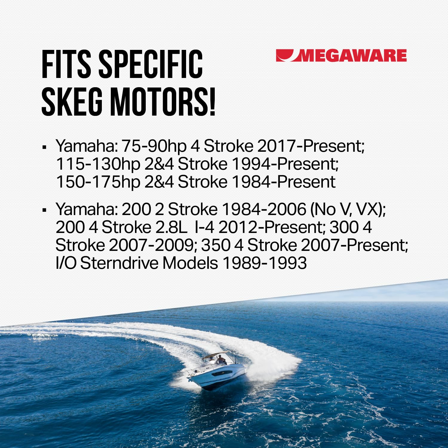 KEELGUARD MEGAWARE 663 SKEGPRO - Fits Yamaha 150-175hp 2 & 4 Str 1984-Present, 200hp 2.8L Inline-4 2012-Pres, 350 5.3L V8 2007-2019 Stainless Steel Skeg Protector Guard Against Damage
