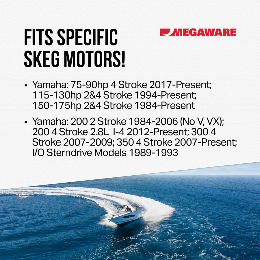KEELGUARD MEGAWARE 663 SKEGPRO - Fits Yamaha 150-175hp 2 & 4 Str 1984-Present, 200hp 2.8L Inline-4 2012-Pres, 350 5.3L V8 2007-2019 Stainless Steel Skeg Protector Guard Against Damage