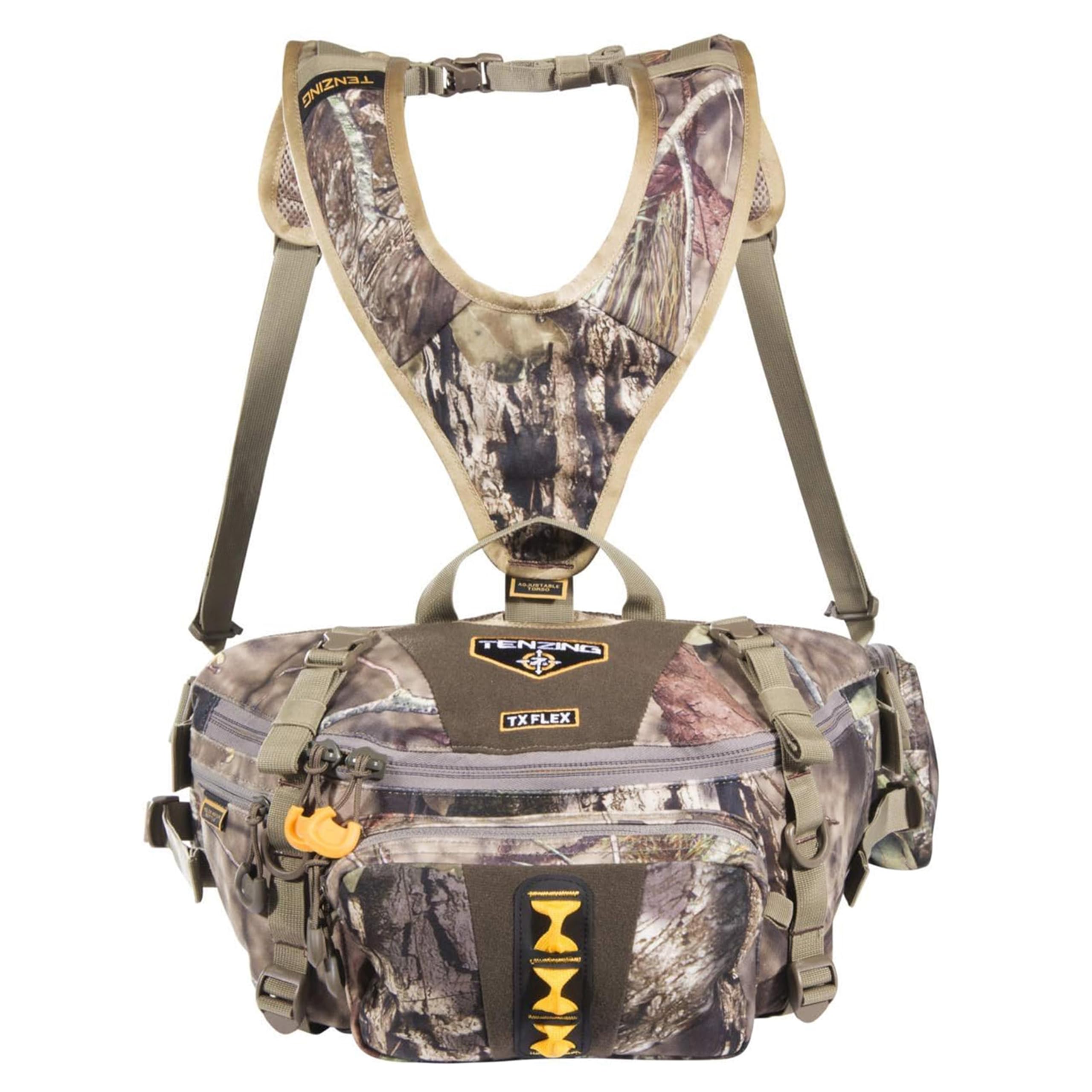 Flex Lumbar Pack TENZING, Mossy Oak Break-Up Country Durable Adjustable Lightweight Compact 650-cubic-inch Hunting Pack with 5 Compartments & 2 Organizational Pockets