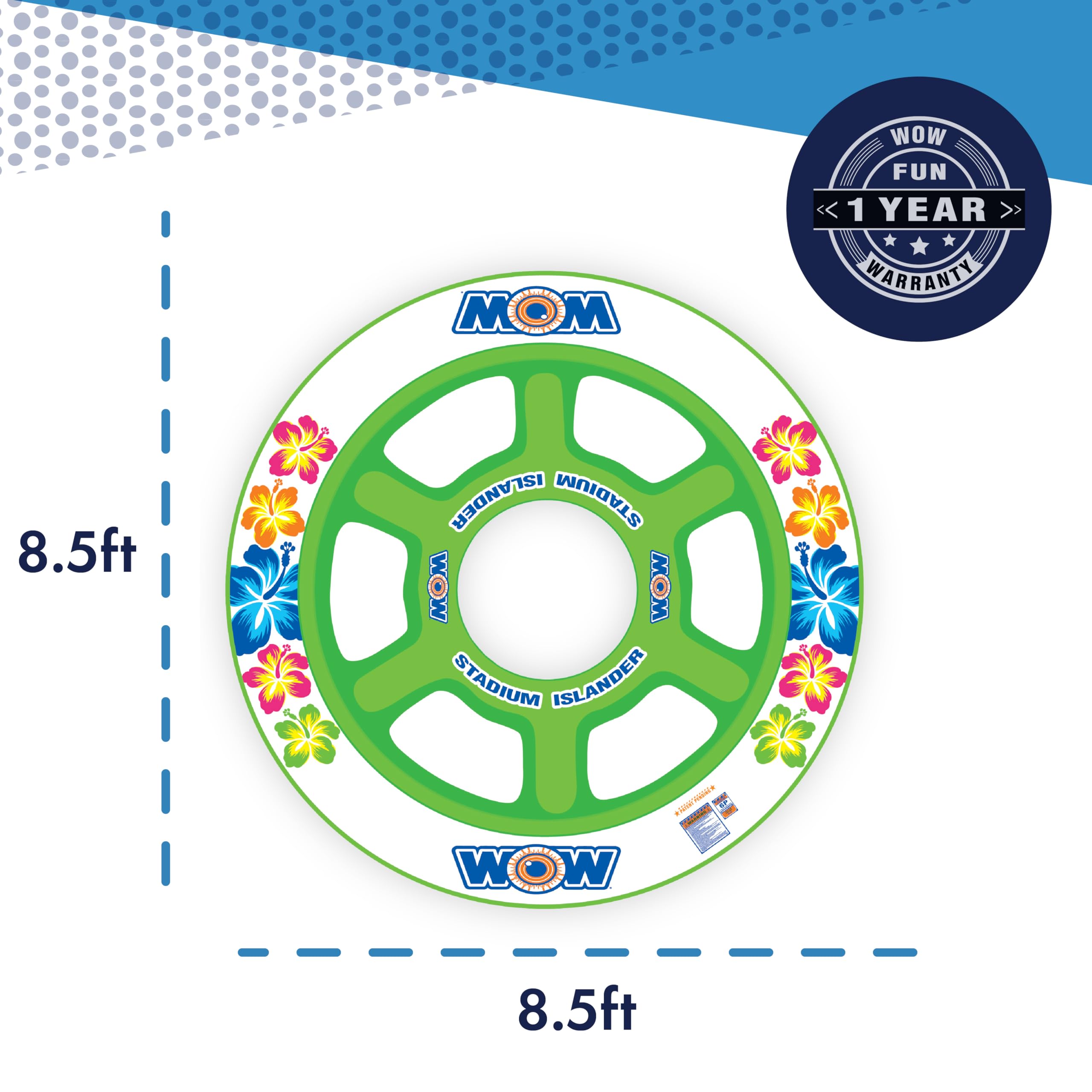 Stadium Islander WOW World of Watersports, HUGE Heavy Duty Floating Island with Mesh Seating and Backrest