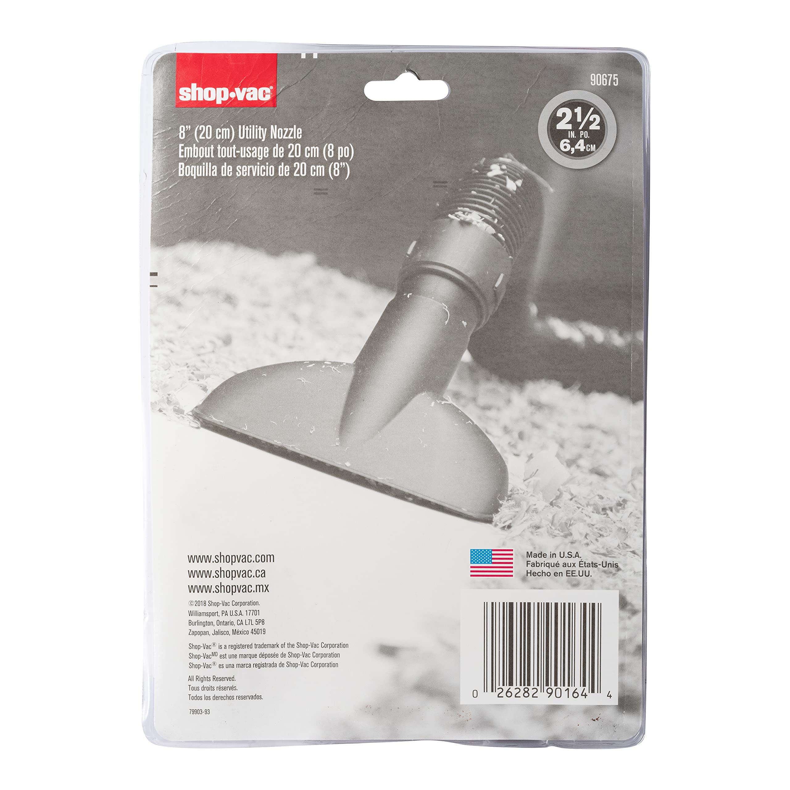 Utility Nozzle Shop-Vac 9067500, 8 Inch x 2.5 Inch Diameter, Compatible With Wet/Dry Vacuums