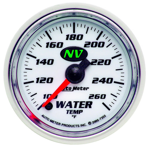 Auto Meter 7355 2-1/16" NV Full Sweep Electric Water Temperature Gauge 100-260 F
