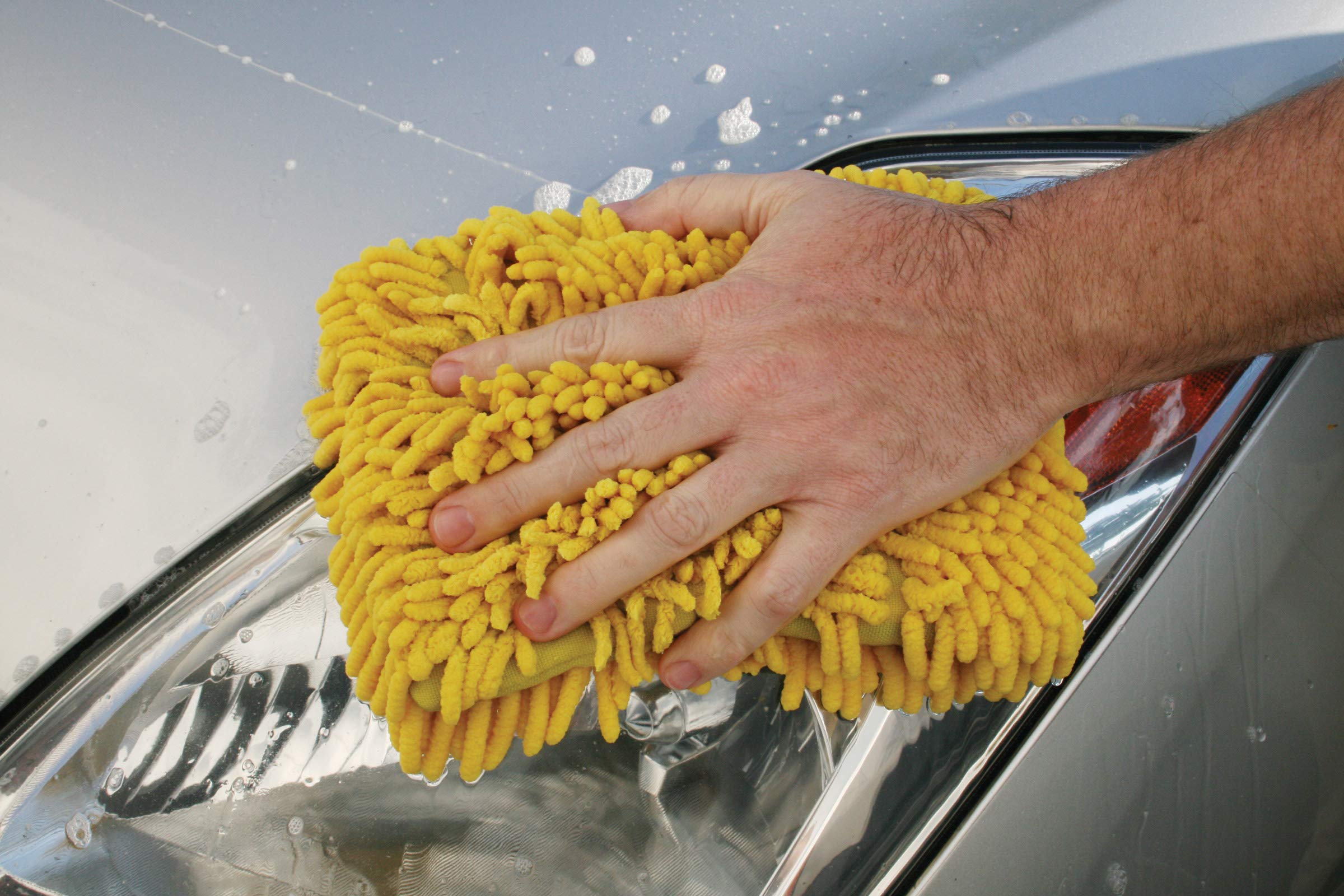 Long Carrand Chenille Microfiber Car Wash Mitt, Yellow 40309