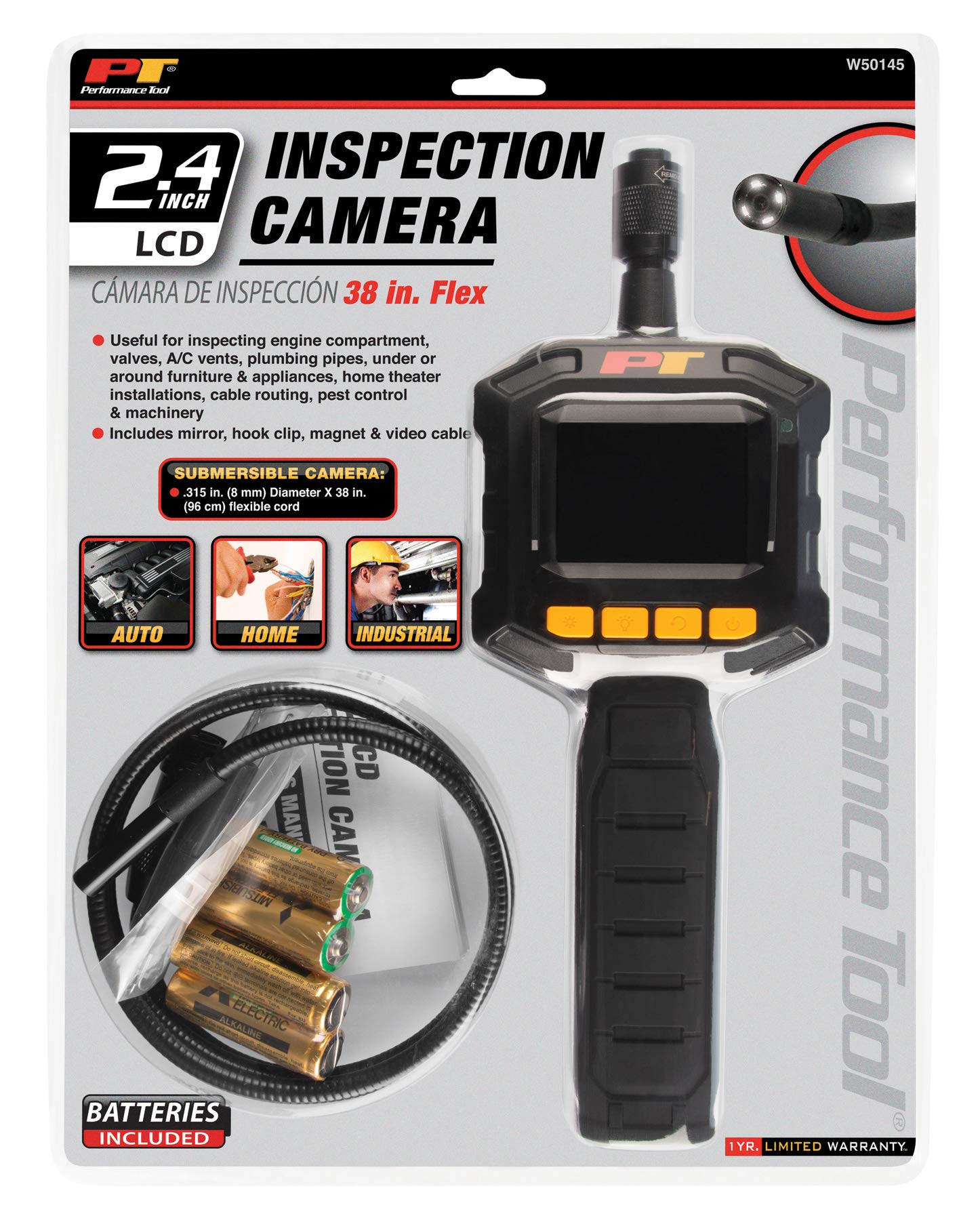 2.4-Inch LCD Monitor Performance Tool W50145 Submersible Inspection Camera - Ideal for Engine Compartments and Hard to Reach Areas