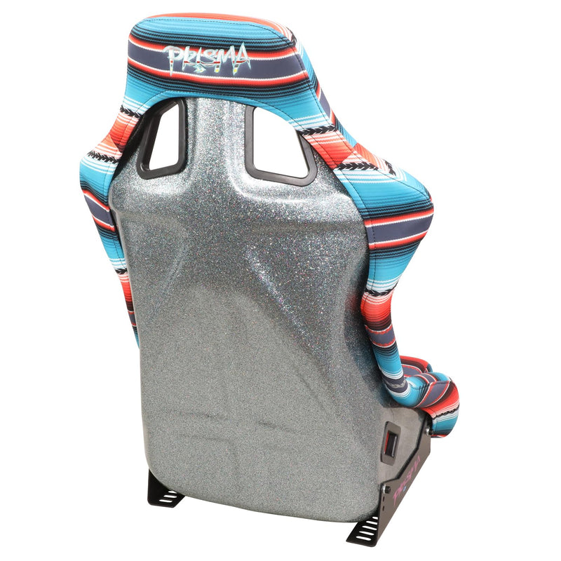NRG Innovations Fixed Back Bucket Racing Seat Prisma with Bottom Mount Bracket, 24" W X 36" H X 18" D, Red White Blue Black Pink Serape Print, FRP-302-BAJACALI
