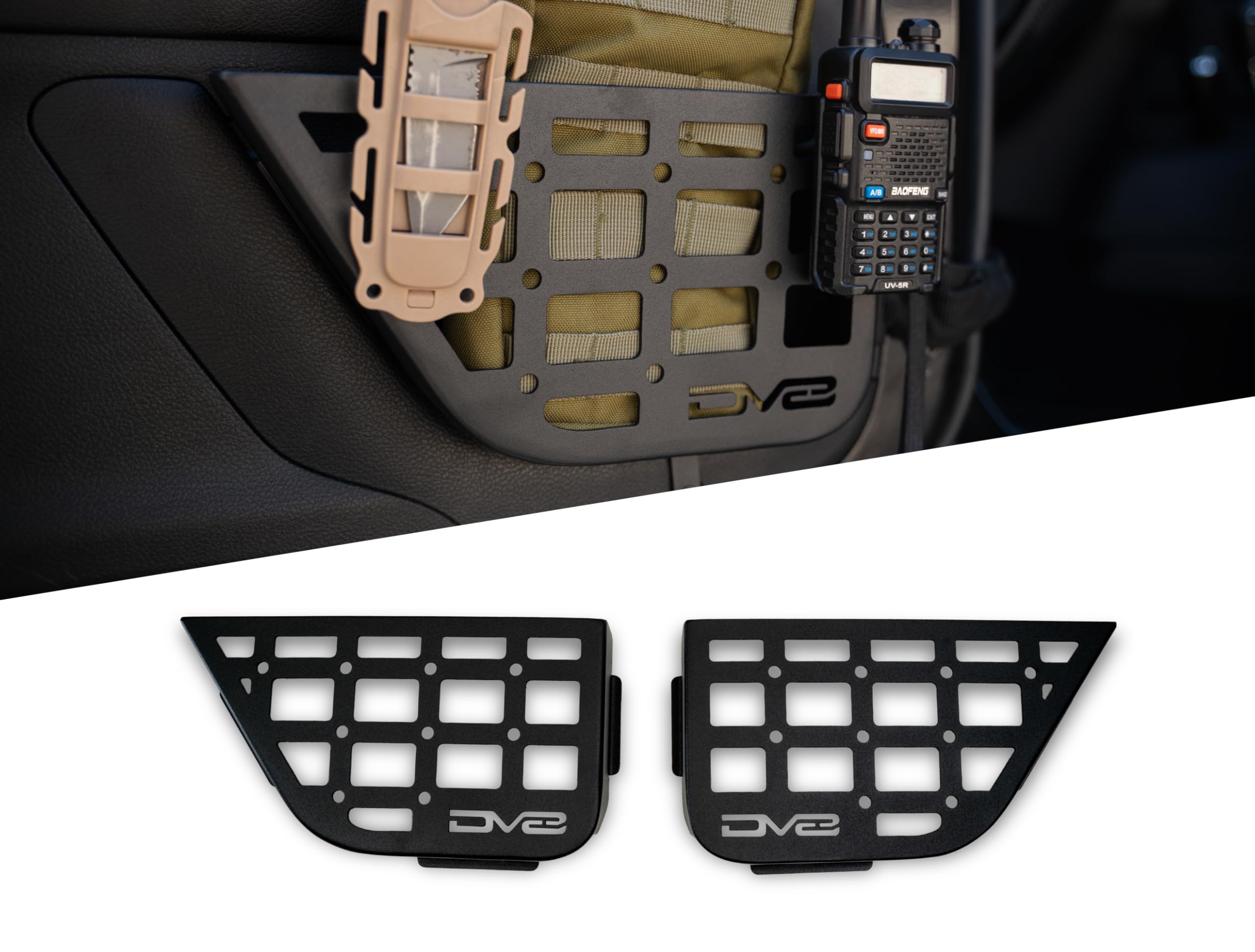 Slim Molle Pockets DV8 Offroad Front Door for 2011-2018 Jeep Wrangler JK | Replaces The Weak Factory Netting | Slimmer Width for Increased Legroom | Molle Panel Design for Mounting Solutions | Pair