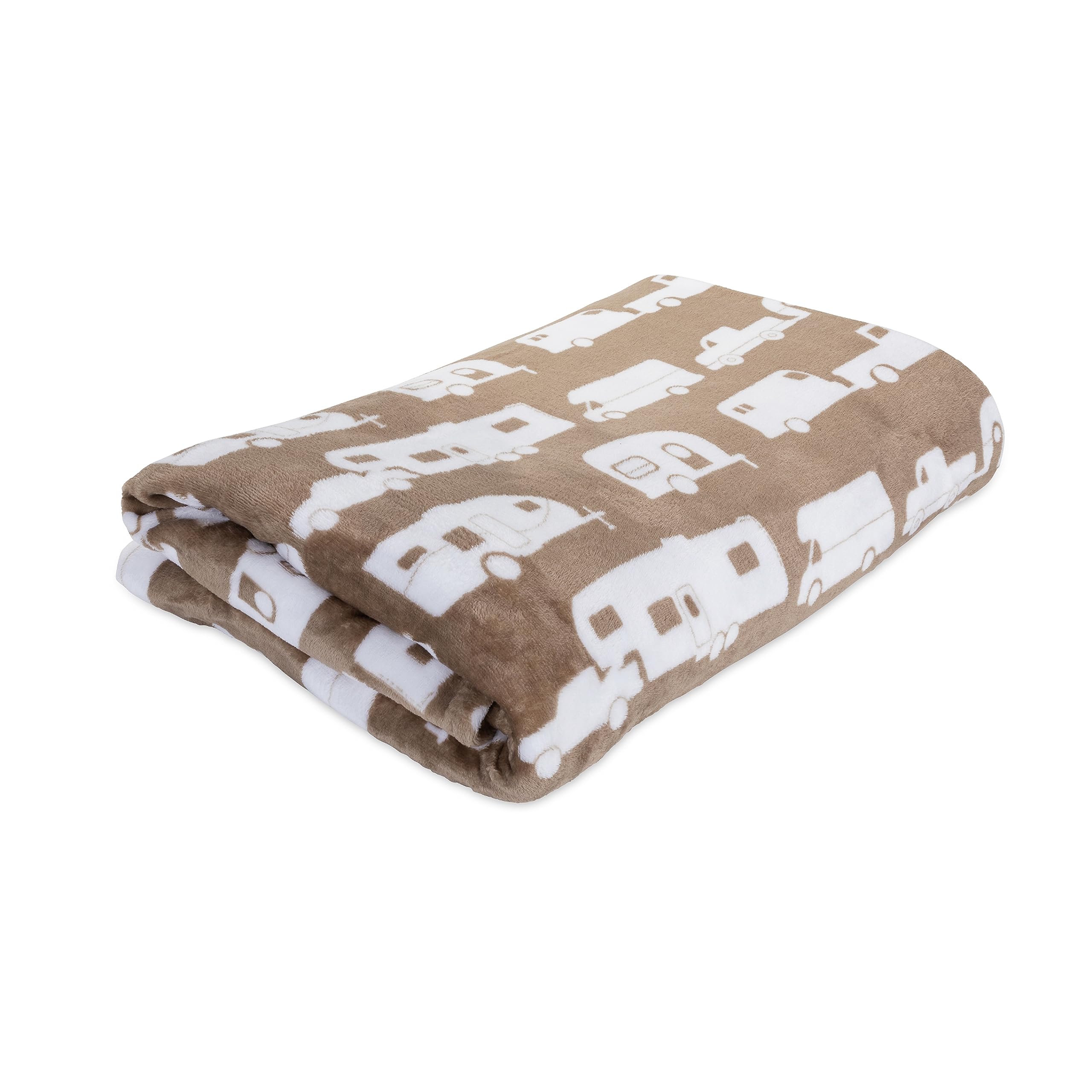 Camco Plush Fleece Blanket is Better at The Campsite Life | Queen-Sized Blanket Measures 90-inches (L) x 90-inches (W) | Greige (53126)