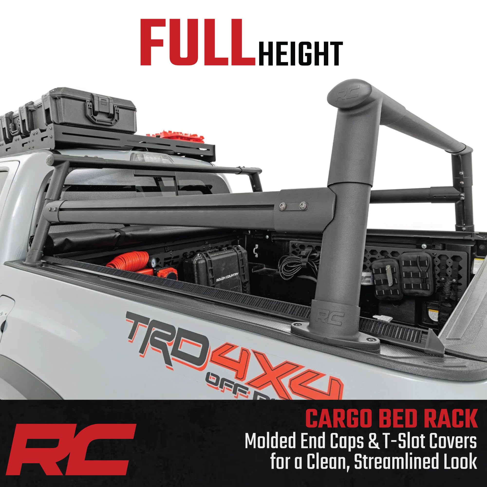 Rough Country Bed Rack Aluminum for 2005-2022 Toyota Tacoma - 73109,Black