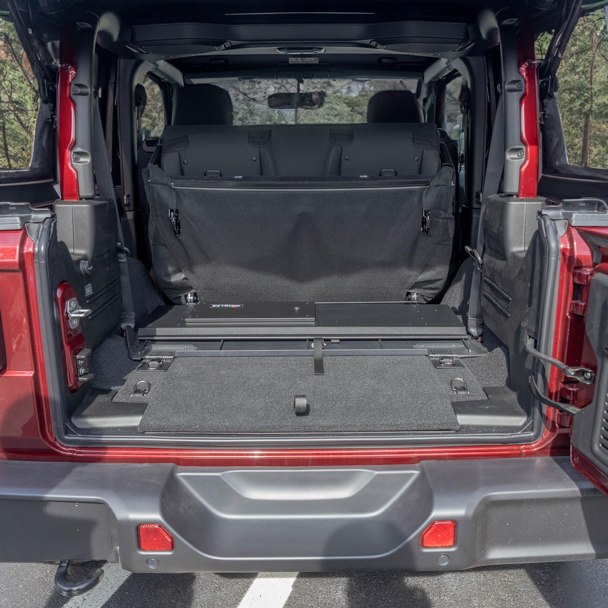 Folding Security Trunk/Storage Box EZTrunk for JK 2011—2018 by EZ4X4 Patented & Patent Pending