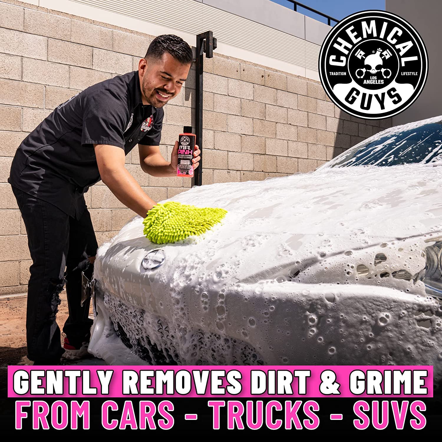 Chemical Guys Car Wash Soap Mr. Pink - 16 oz Super Suds Foaming Soap for Cannon, Blaster, or Bucket Washing - pH Balanced, Safe on Wax, Sealant, Ceramic, and Clear Coat Finishes