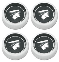 Scott Drake Hubcap Set Magnum in Anodized Black Finish and Chrome Bezel Featuring Official Ford Mercury Man Logo, Compatible with 1967-1968 Ford Mercury Cougar, Model C7WY-1130-BK