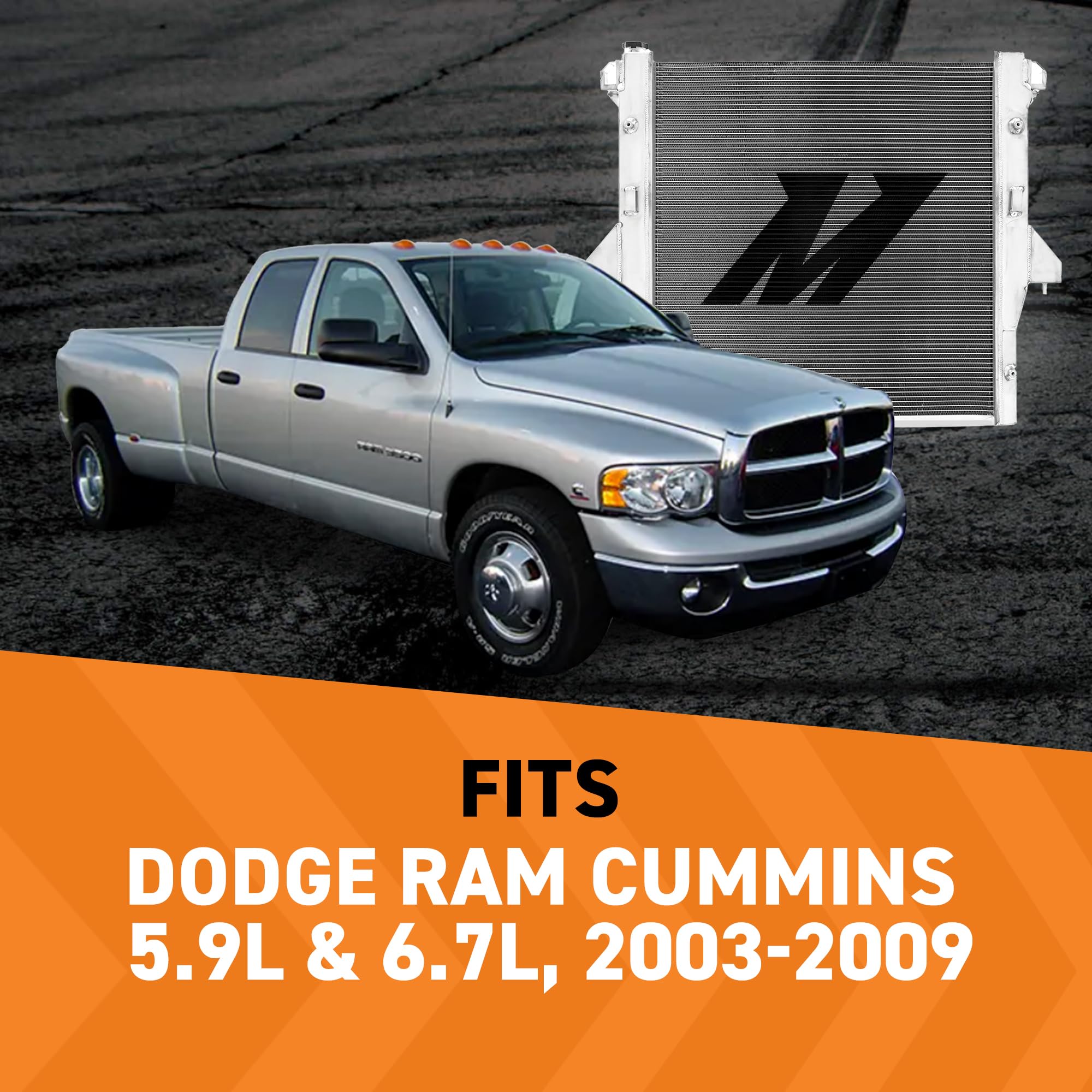 Mishimoto Performance Aluminum Radiator MMRAD-RAM-03, Compatible with Dodge Ram Cummins 5.9L & 6.7L, 2003-2009