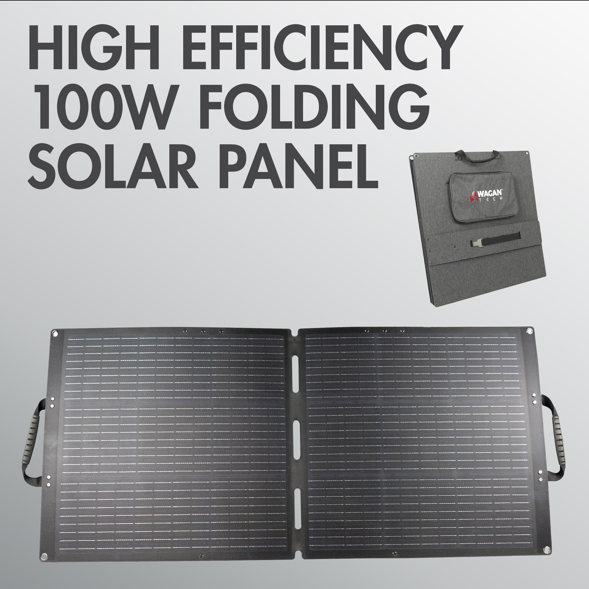 Wagan EL8214 Foldable 100W Solar Panel High Efficiency with Anderson Connector 6.5 ft Power Cable Compatible with Any Anderson Equipped Device for Solar Power Generator Van Camping Off-Grid