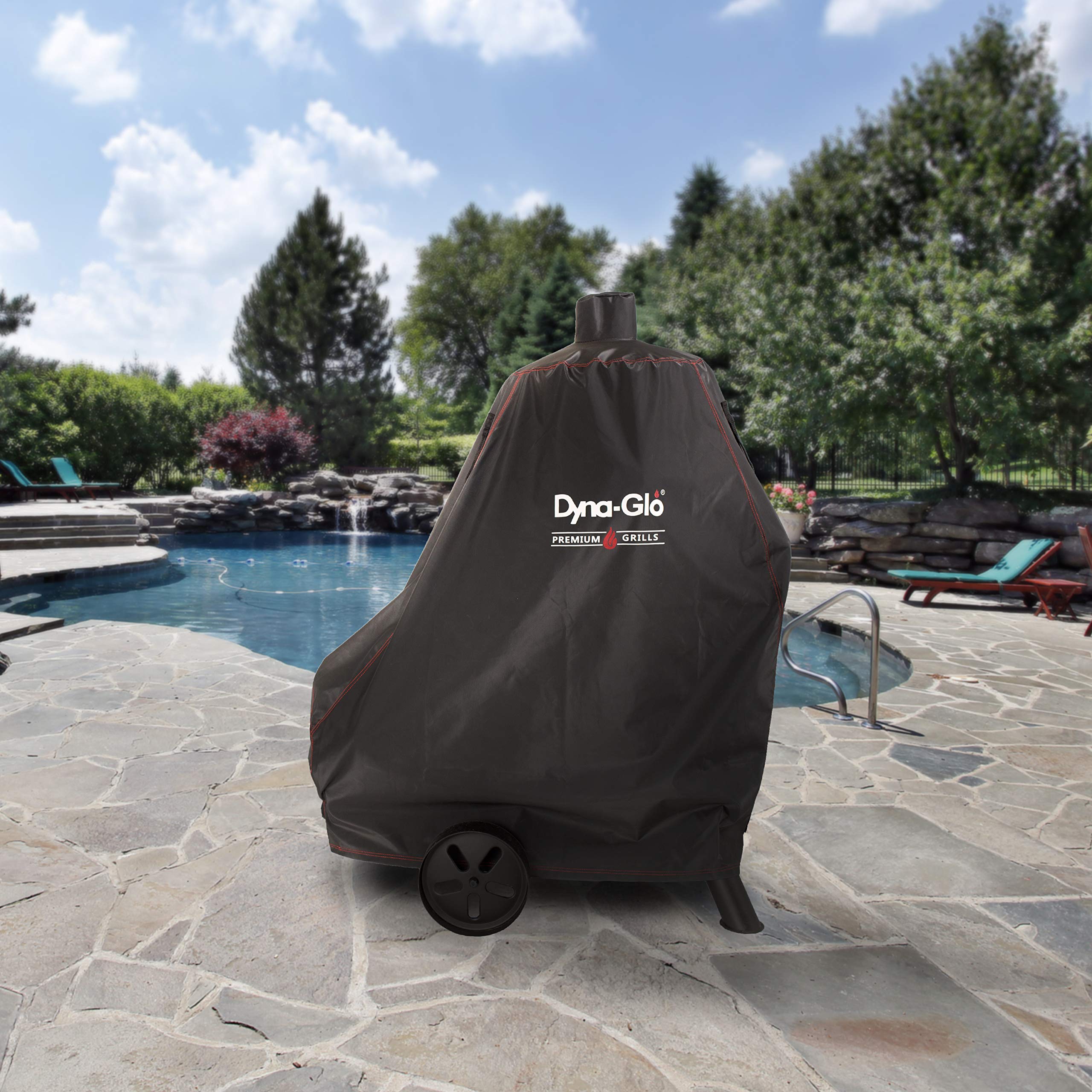 Dyna-Glo Vertical Offset Charcoal Smoker Grill Cover DG1382CSC, Fits Size Up to: 45.5in W x 18.5in D x 48.9in H, Black