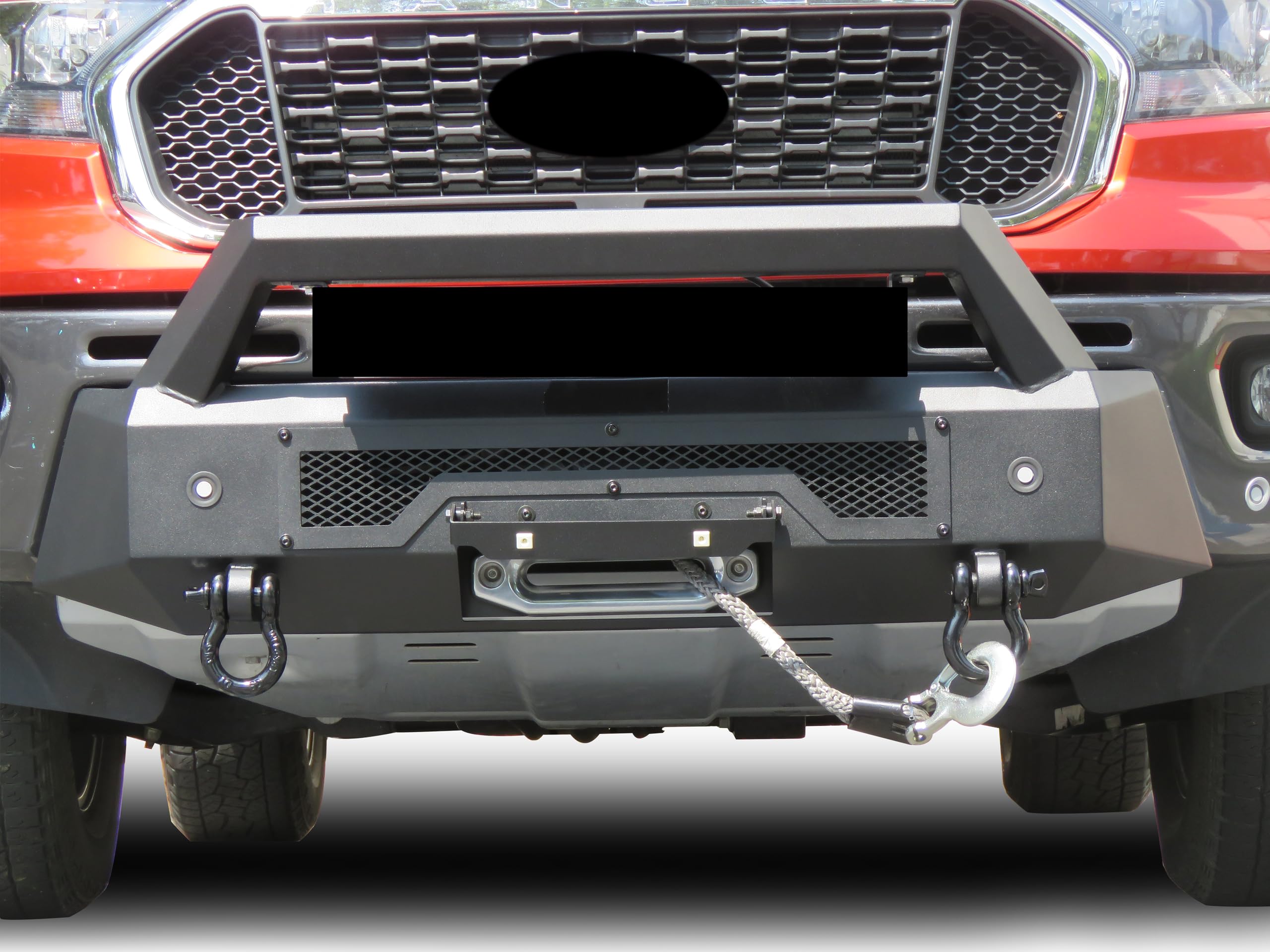 Heavy Duty Black Horse Armour III Front Winch Bumper Textured Black Compatible with 2019-2023 Ford Ranger-AR3HD43NL