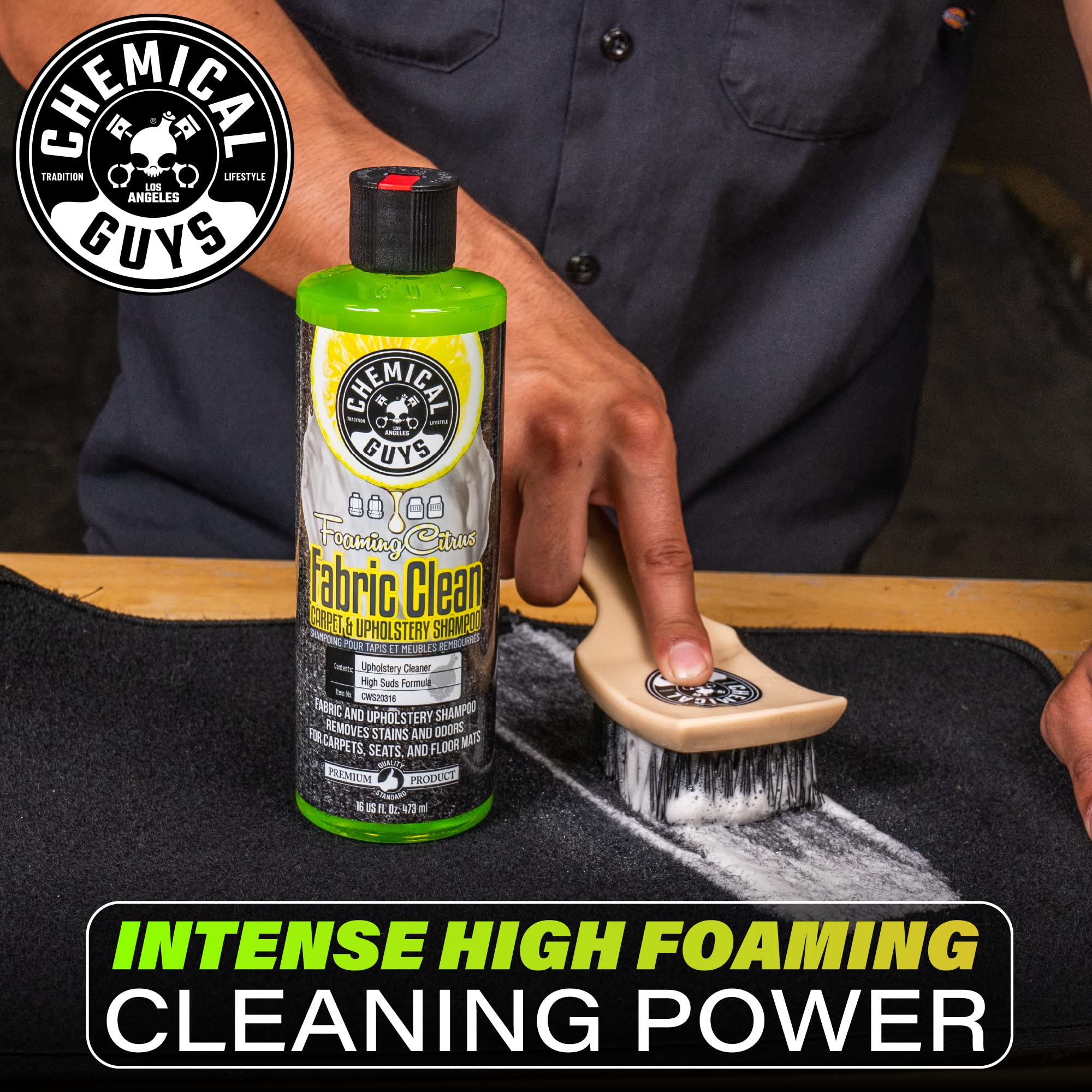 Chemical Guys Foaming Citrus CWS203 Fabric Clean Carpet & Upholstery Cleaner (Car Carpets, Seats & Floor Mats), Safe for Cars, Home, Office, & More, 128 fl oz (1 Gallon), Citrus Scent