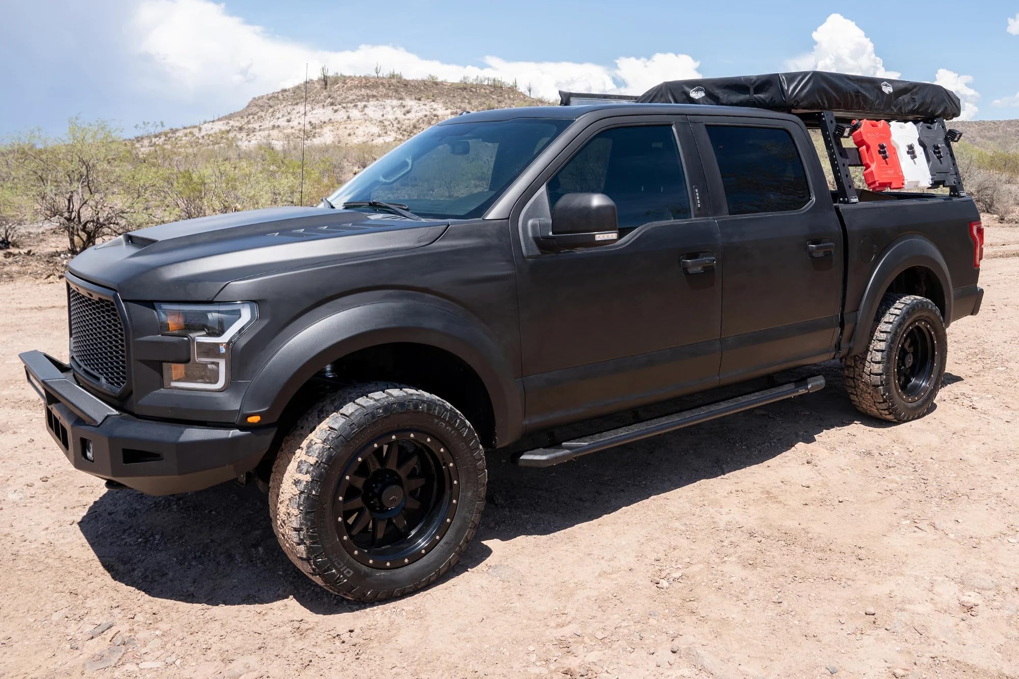 Running Boards Raptor Series Steps 5in Treadsteps Black Aluminum Compatible with 19-23 Ranger SuperCab/Extended Cab