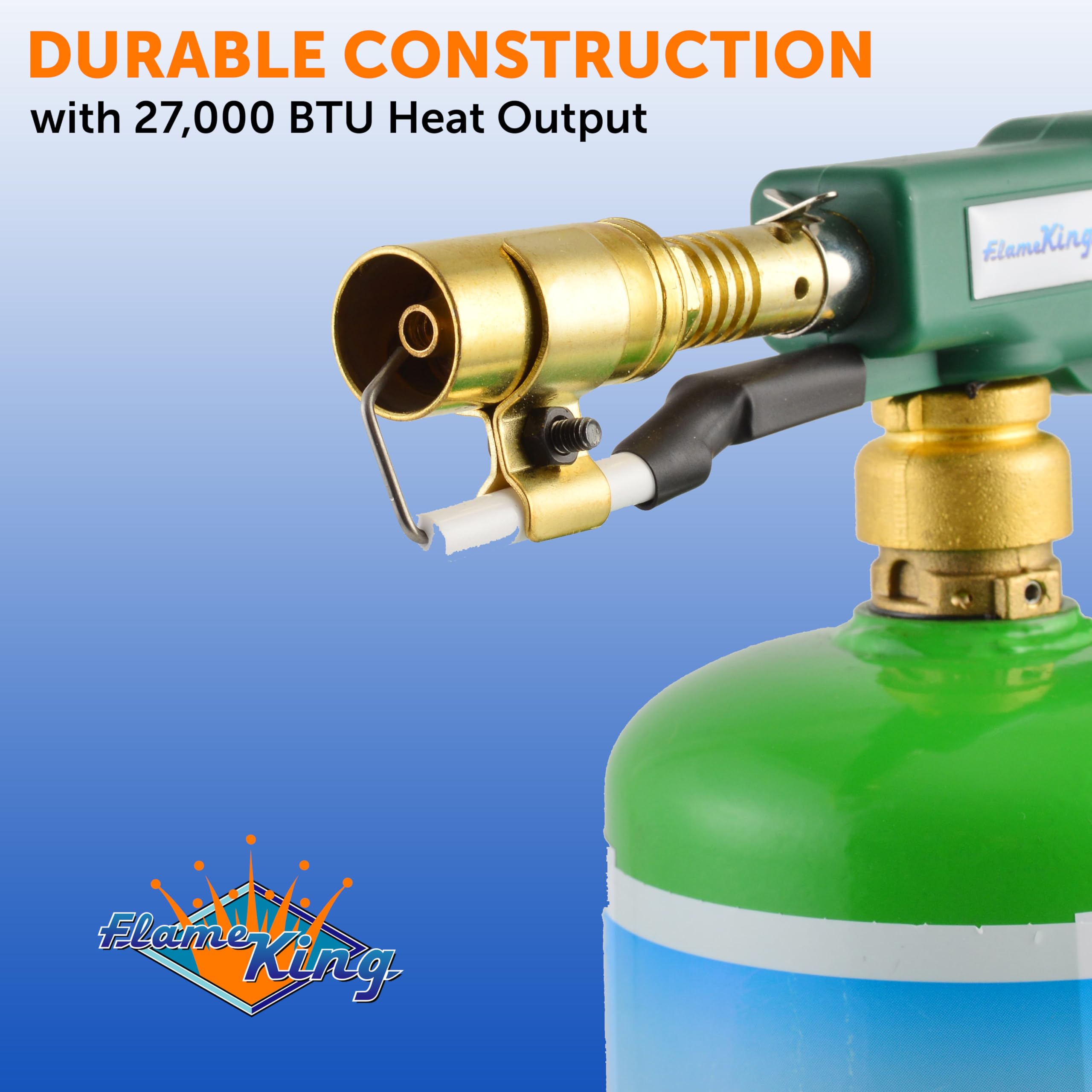 Flame King Blow Torch Propane & Mapp Gas 27,000 BTU w/ Self-Igniter for Searing, Soldering and as Fire Starter