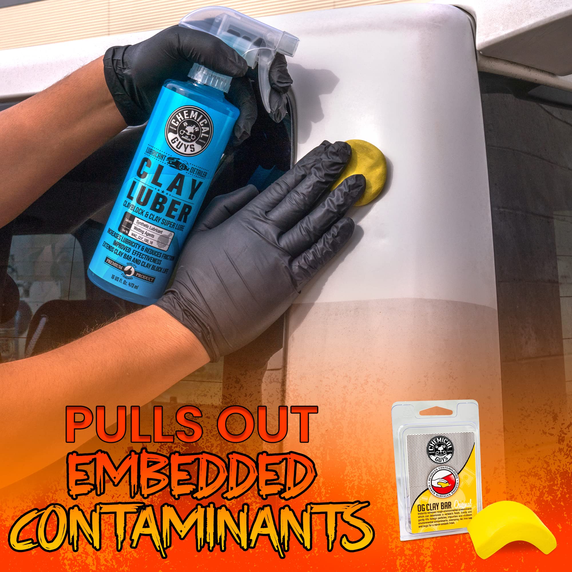 Clay Bar Kit Chemical Guys - Complete System - Clay Bar and Luber Combo with Accessories for Smooth Paint Finish - Removes Embedded Dirt, Overspray, and Fallout - 6 Item Kit