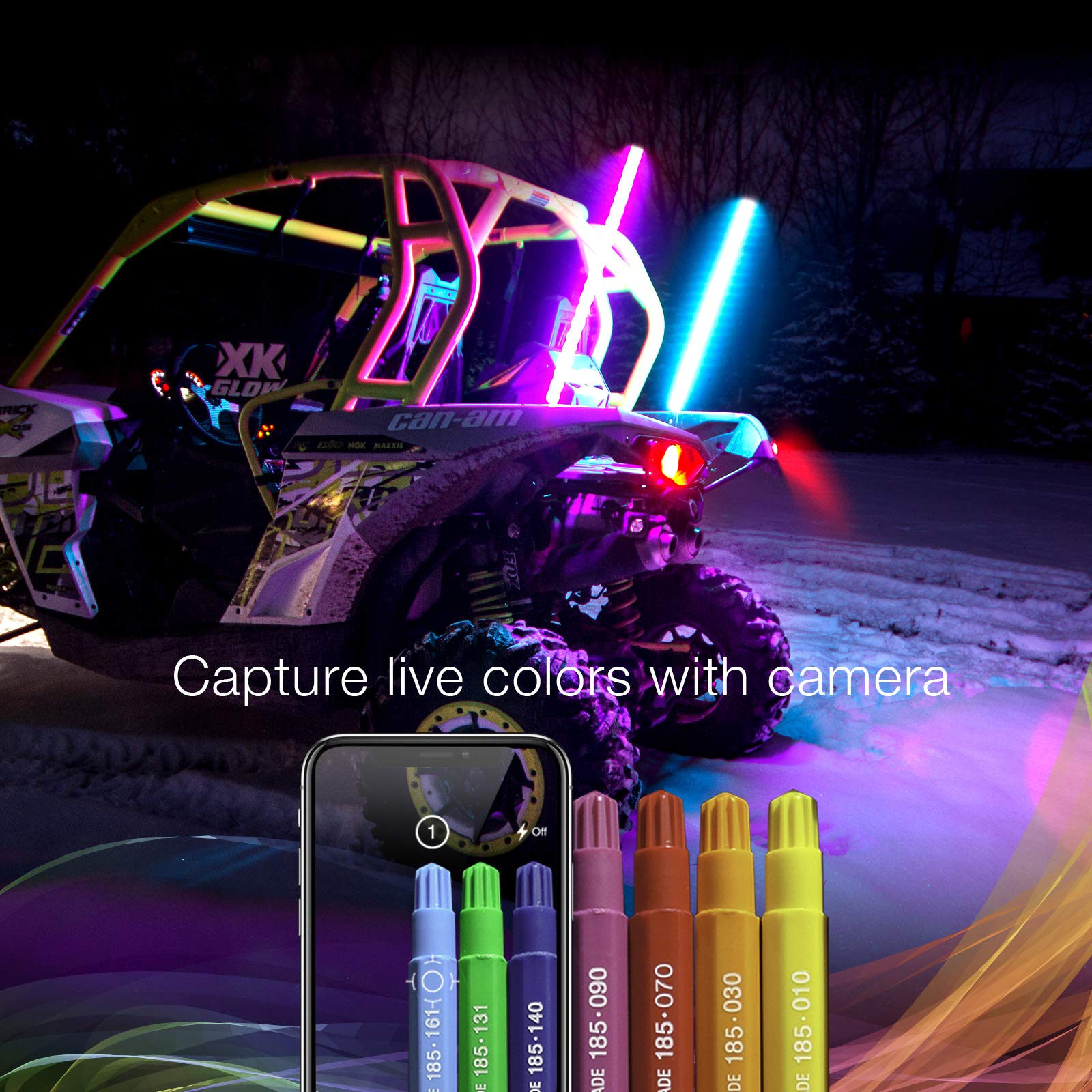 2x32in RGB Whip XKGLOW App Controlled Kit