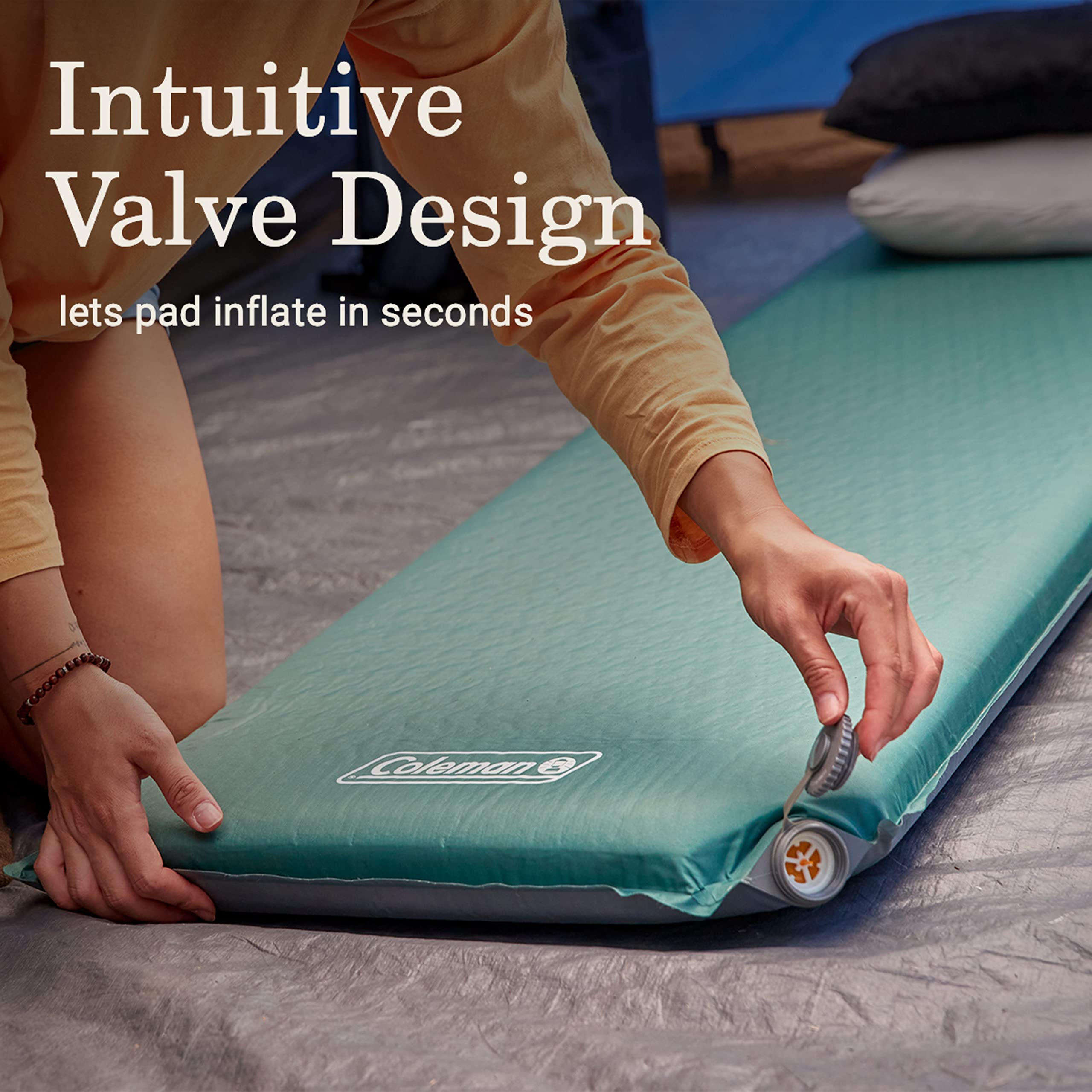Silver Springs Coleman Self-Inflating Sleeping Pad, Comfortable Camp Pad with Insulating Foam & Durable PVC Coating, Lightweight Sleeping Mat Inflates in Minutes
