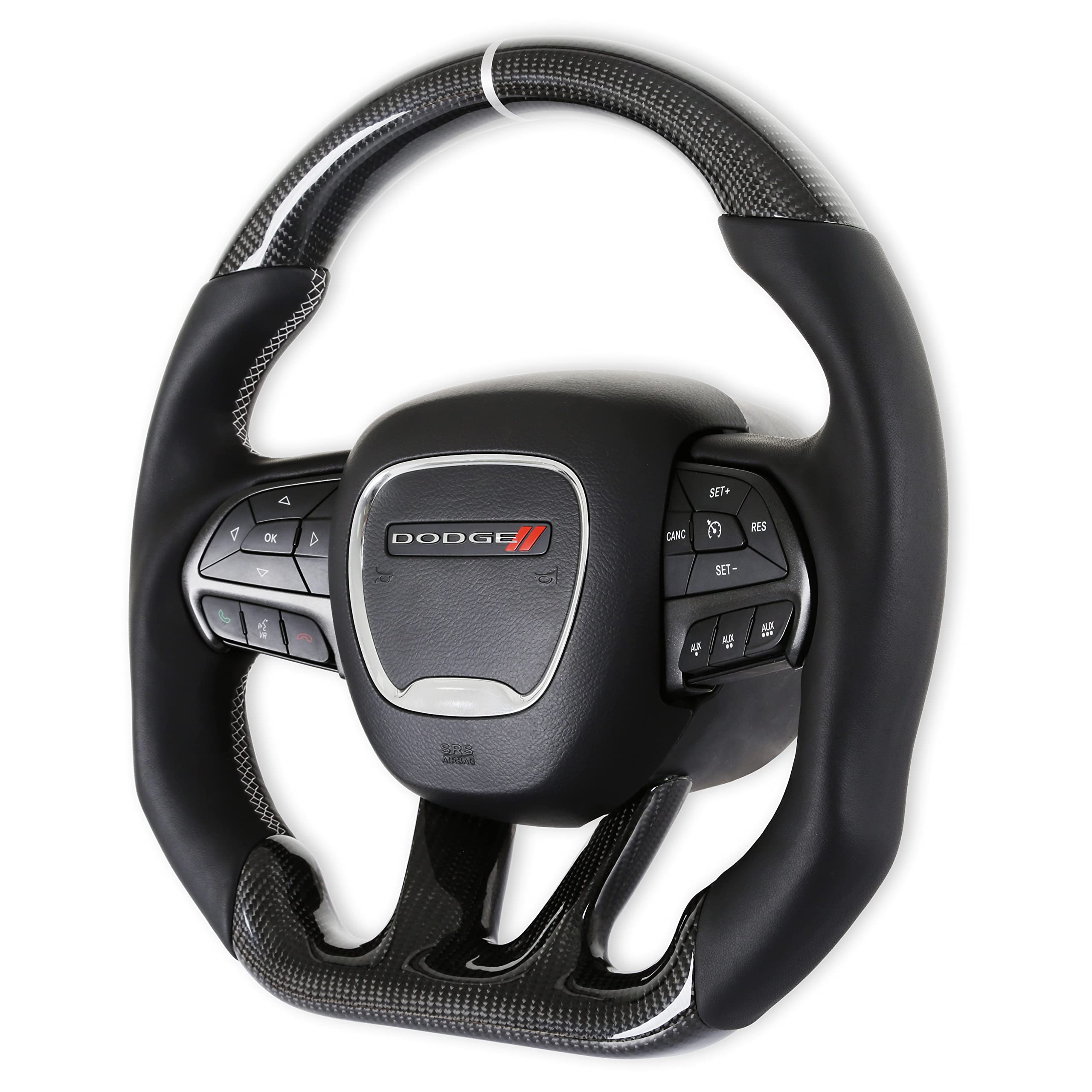 Carbon Fiber Steering Wheel with Leather Grips Drake Muscle Cars CH950-19
