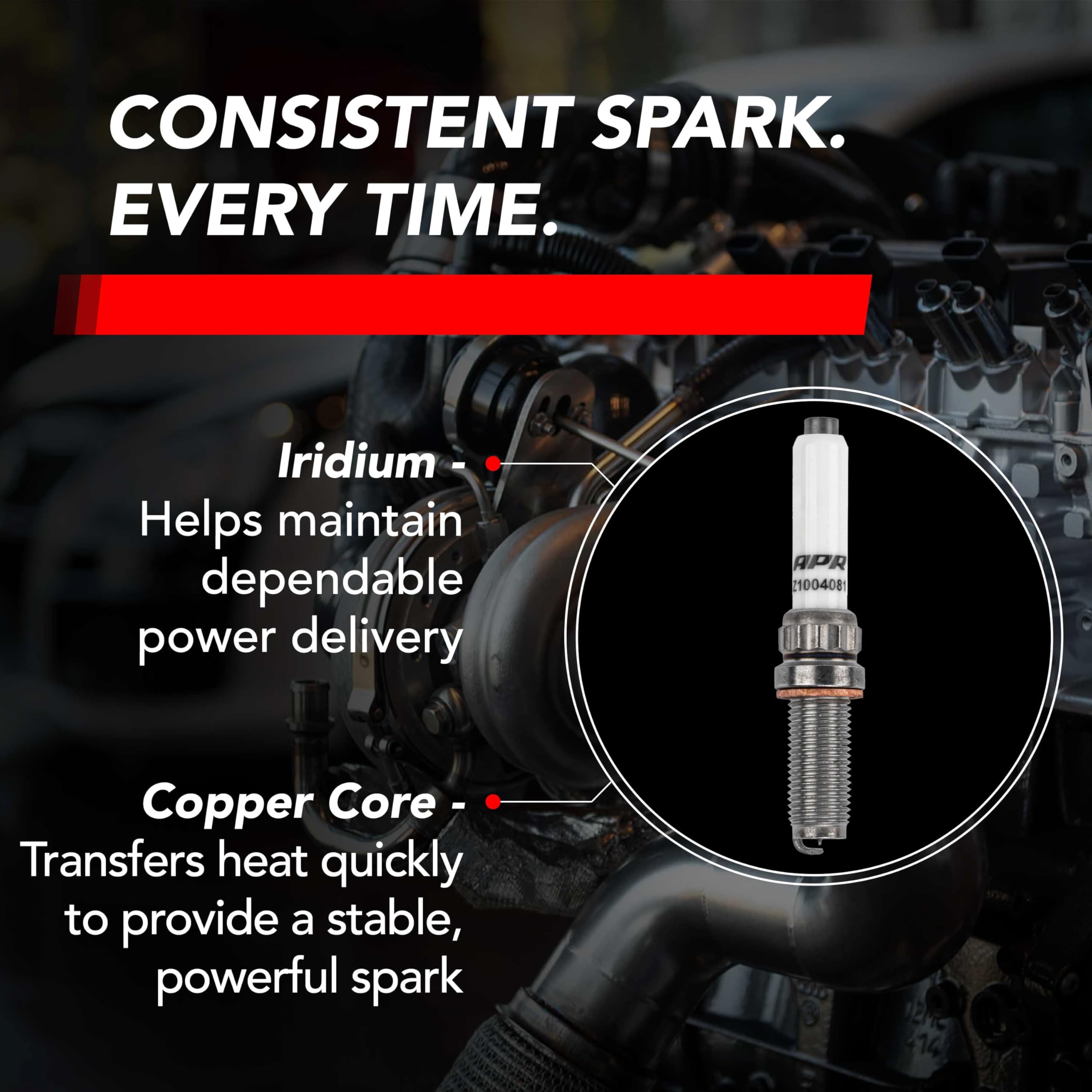 Iridium Pro Spark Plug APR Z1004081 - For Audi EA839, EA825 & Porsche 9A2 engines - fits select Audi, Lamborghini, Porsche, & Bentley - 12x26.5x14mm - Heat Range 10 - Replaces OEM 06M905606F - 1 pack