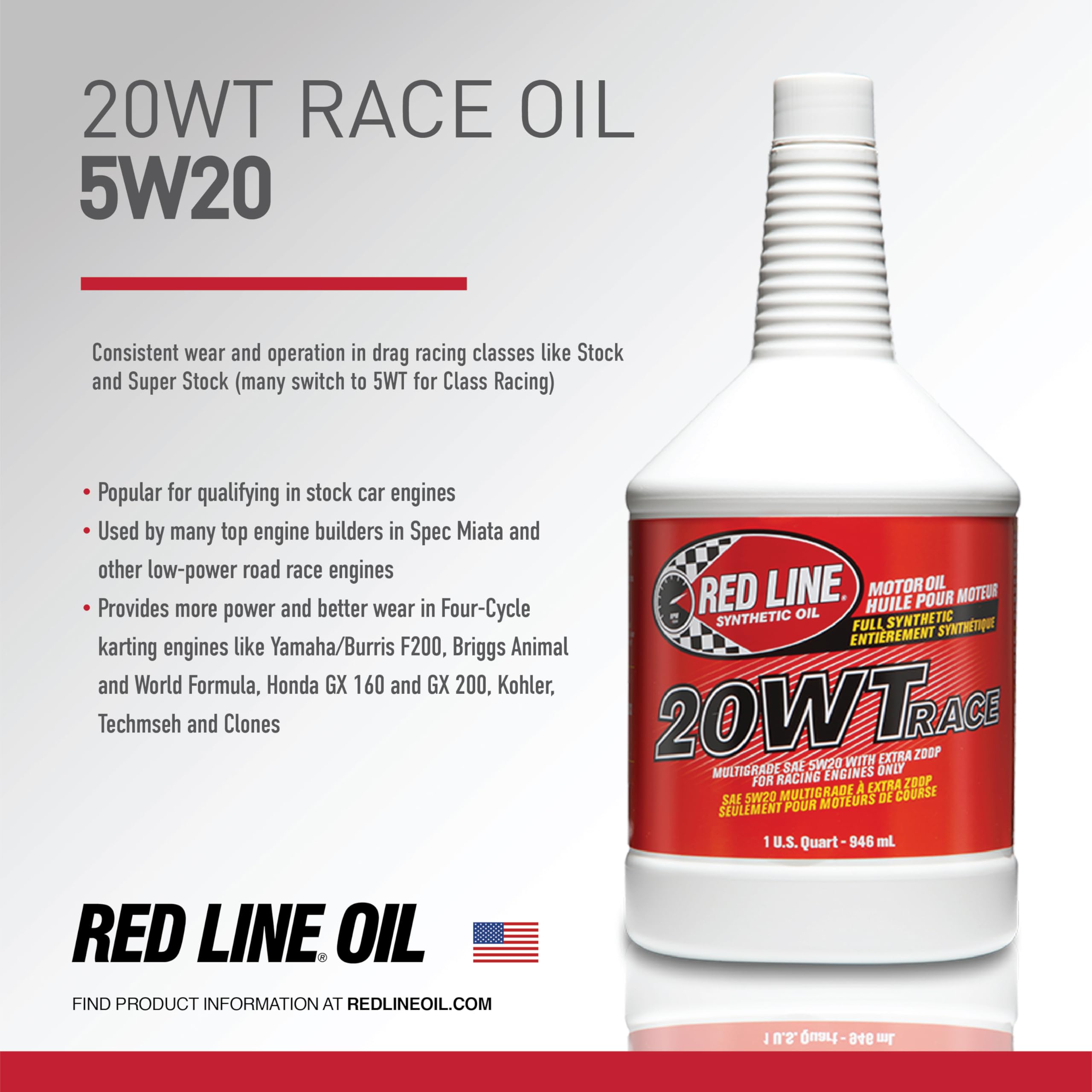 20WT Red Line Racing Oil Synthetic - Quart 10204