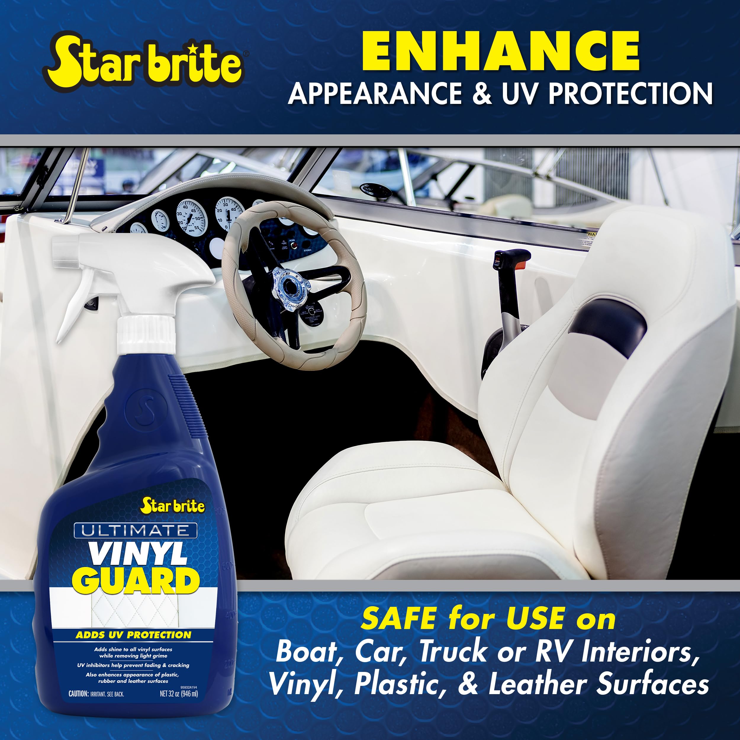 Ultimate Vinyl Guard STAR BRITE - Spray on Protection & Shine - Prevent Fading & Cracking - Keep Vinyl, Leather, Plastic & Rubber - 32 OZ (095932)