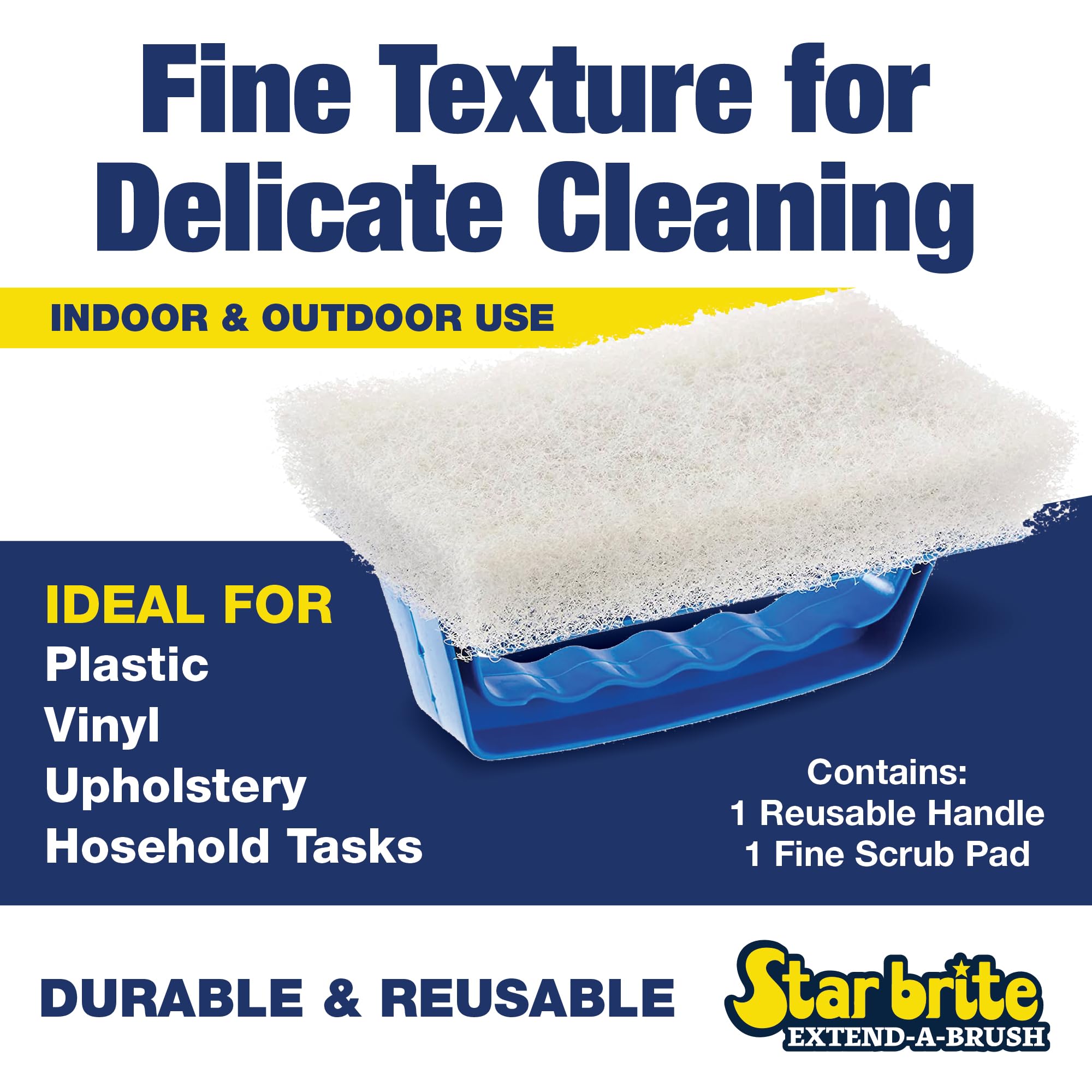 Scrub Pad STAR BRITE with Handle (Fine) White (040129)