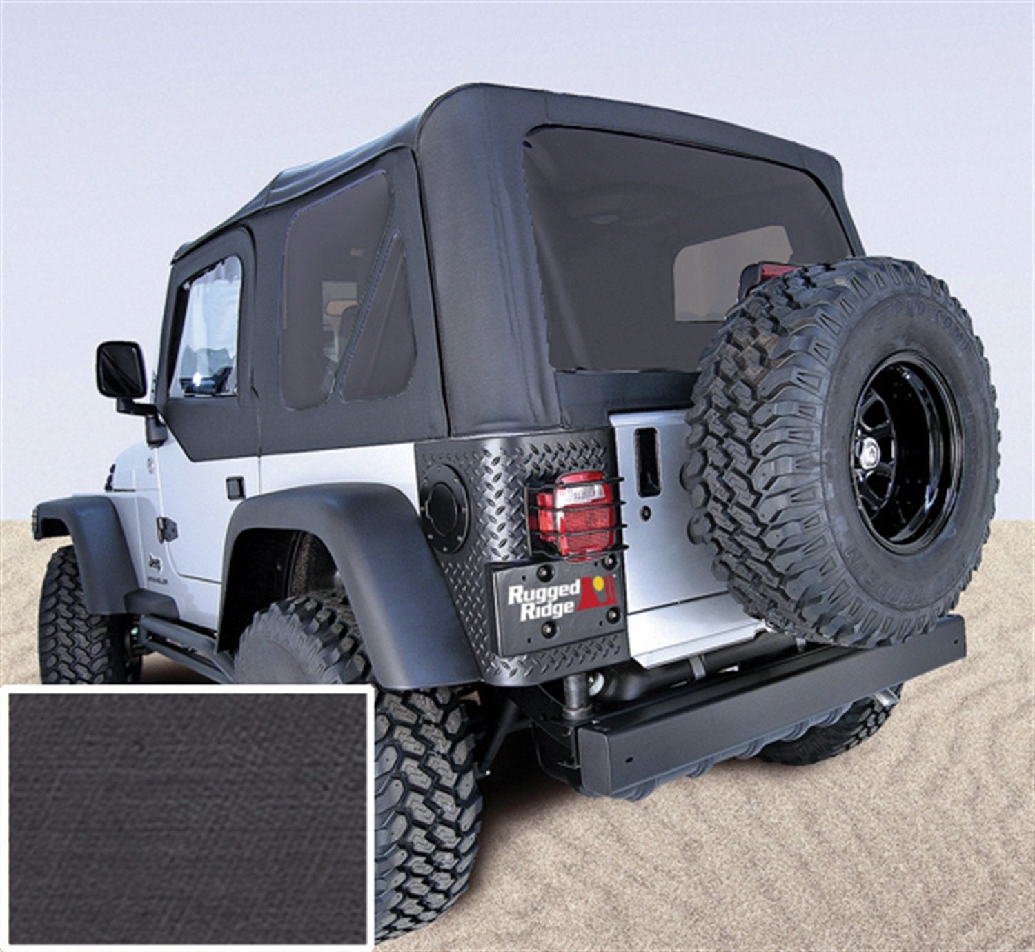 Soft Top, Rugged Ridge 13702.15, Door Skins, Black, Tinted Windows; 88-95 Jeep Wrangler YJ