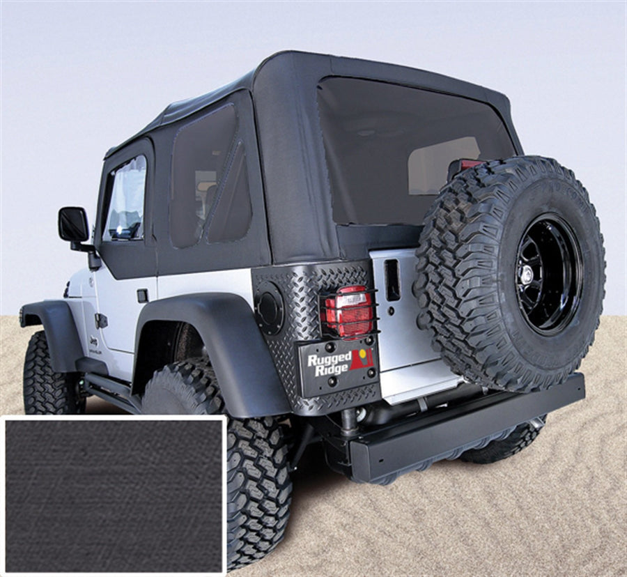 Soft Top, Rugged Ridge 13702.15, Door Skins, Black, Tinted Windows; 88-95 Jeep Wrangler YJ