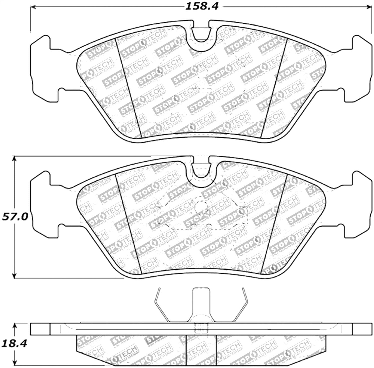 Front StopTech 308.02530 Brake Pads with Shims Street