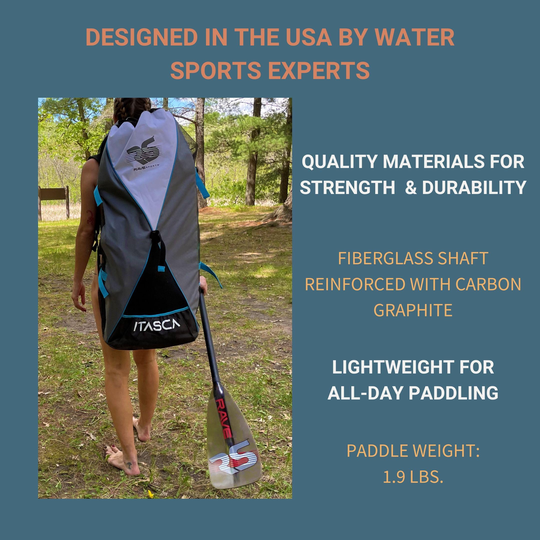 RAVE Sports Adjustable SUP Paddle – Lightweight Oar for Stand Up Paddleboard, Floats and No Twist Handle Lock, Glide Style