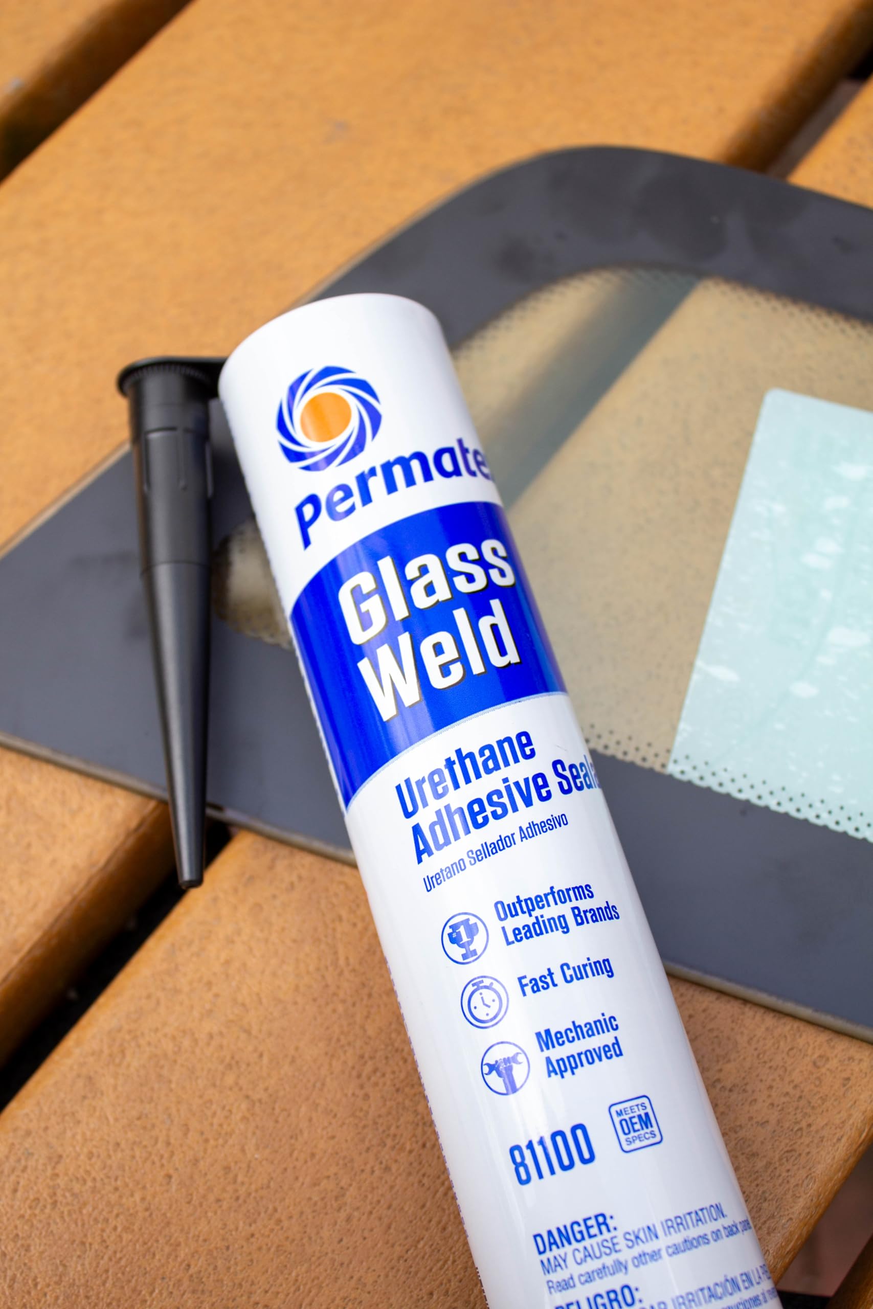 Permatex Glass Weld 81100 Premium Urethane Windshield Sealant - Polyurethane Glue Automotive Seam Sealer, Window Sealant Glass Glue for Car Glass Repair - Strong, Flexible, Fast Curing, 10.5oz