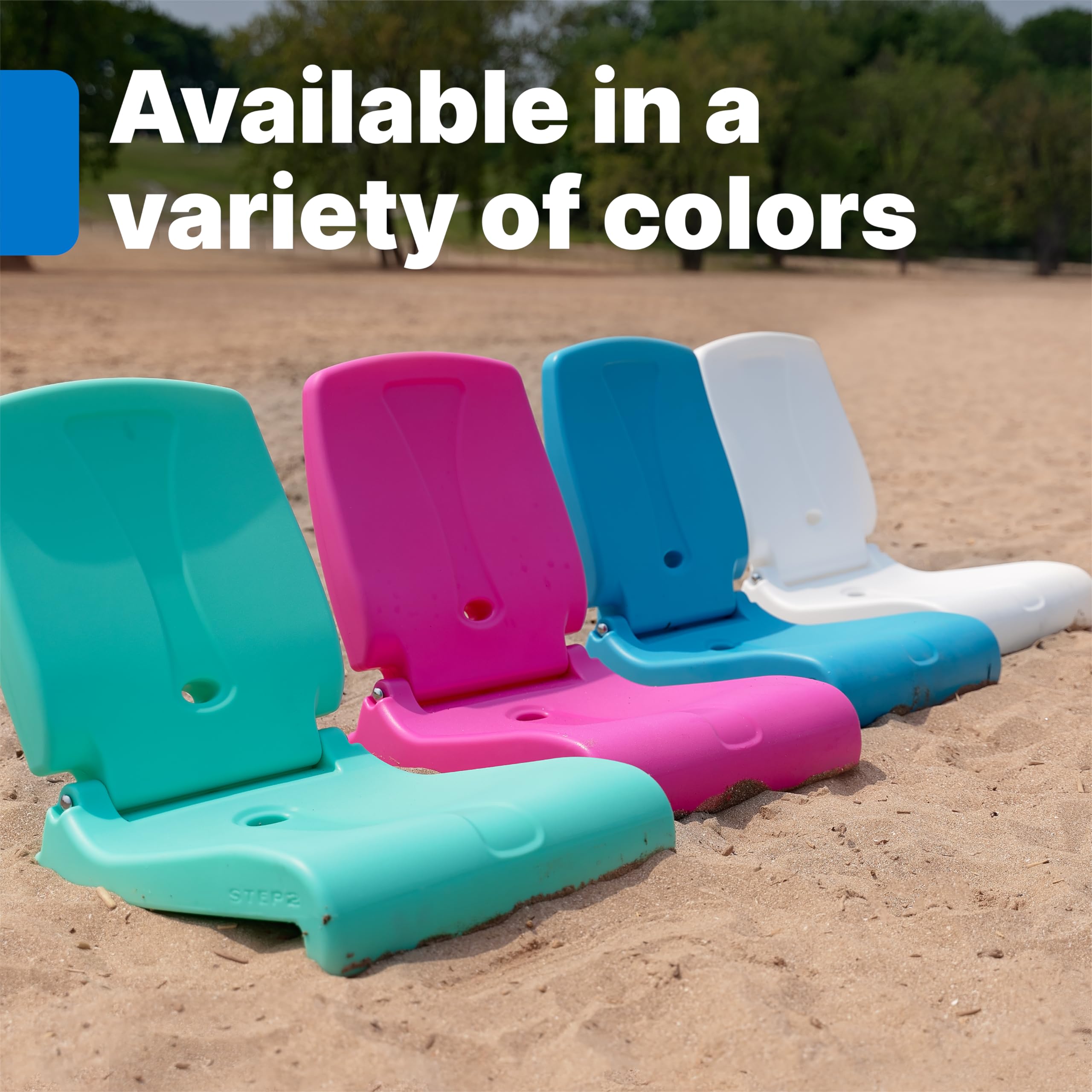 Step2 Flip Seat Folding, Lightweight Portable Outdoor Chair for Poolside, Camping, Beach, Boats, Tailgates, Durable Ground Chair with Back Support for Adults, Capri Blue