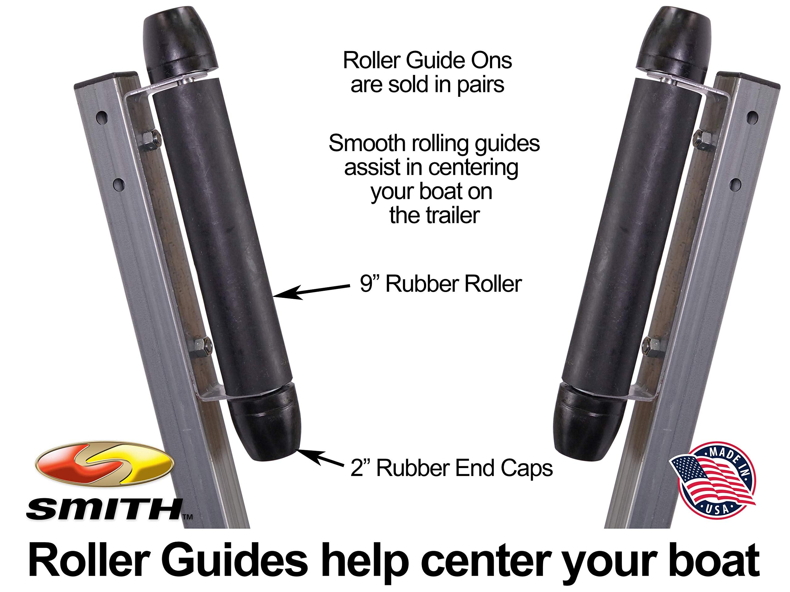 27610 CE Smith Roller Guide-On with End Caps - Sturdy Replacement Part for Boat Trailers - 9"
