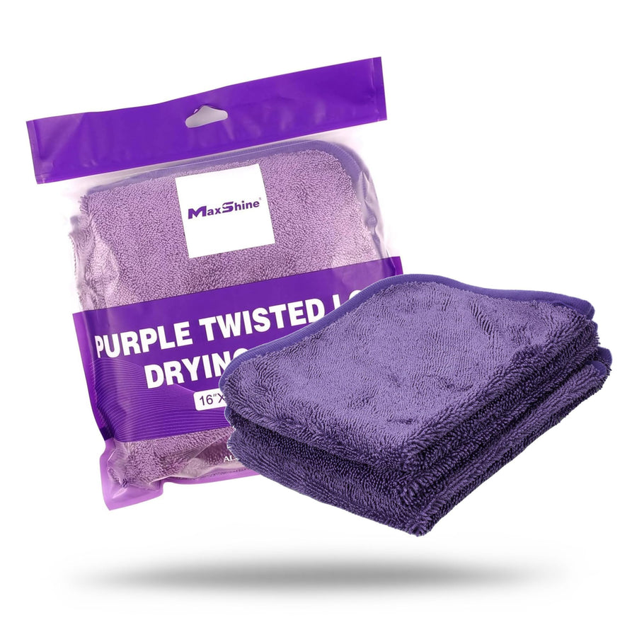 Maxshine 3-Piece Universal Purple 600GSM Microfiber Drying Towels – Single Twisted Loop, Ultra-Absorbent Plush Towels for Car Wash & Drying – Streak-Free Detailing Cloths (16" x 16")