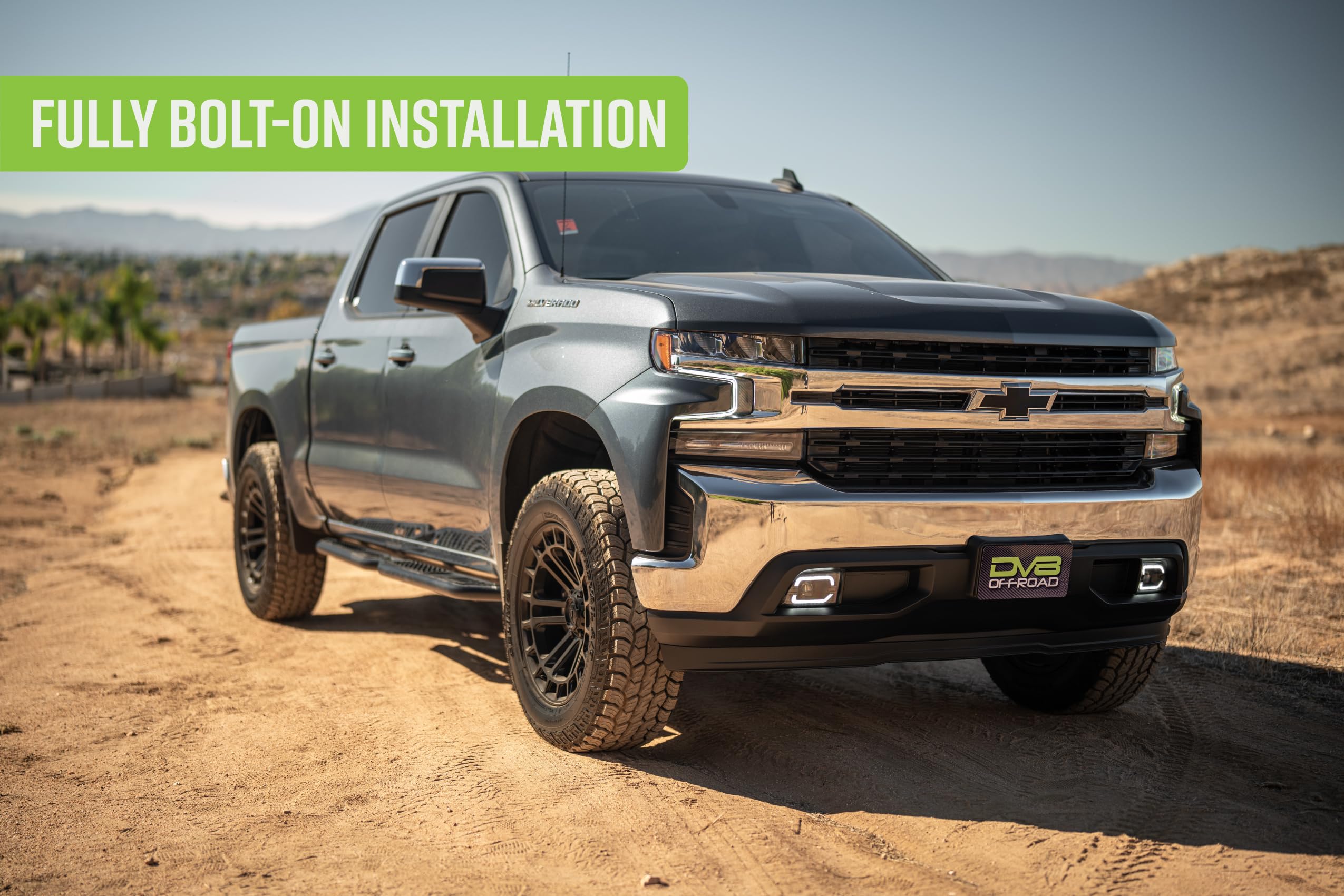 DV8 Offroad OE Plus Side Steps for 2019-2024 Chevy Silverado 1500 & GMC Sierra 1500 Crew Cab | Anti-Slip Design | Provides Protection from Light Trail Debris | Low-Profile Fitment | Powder Coated