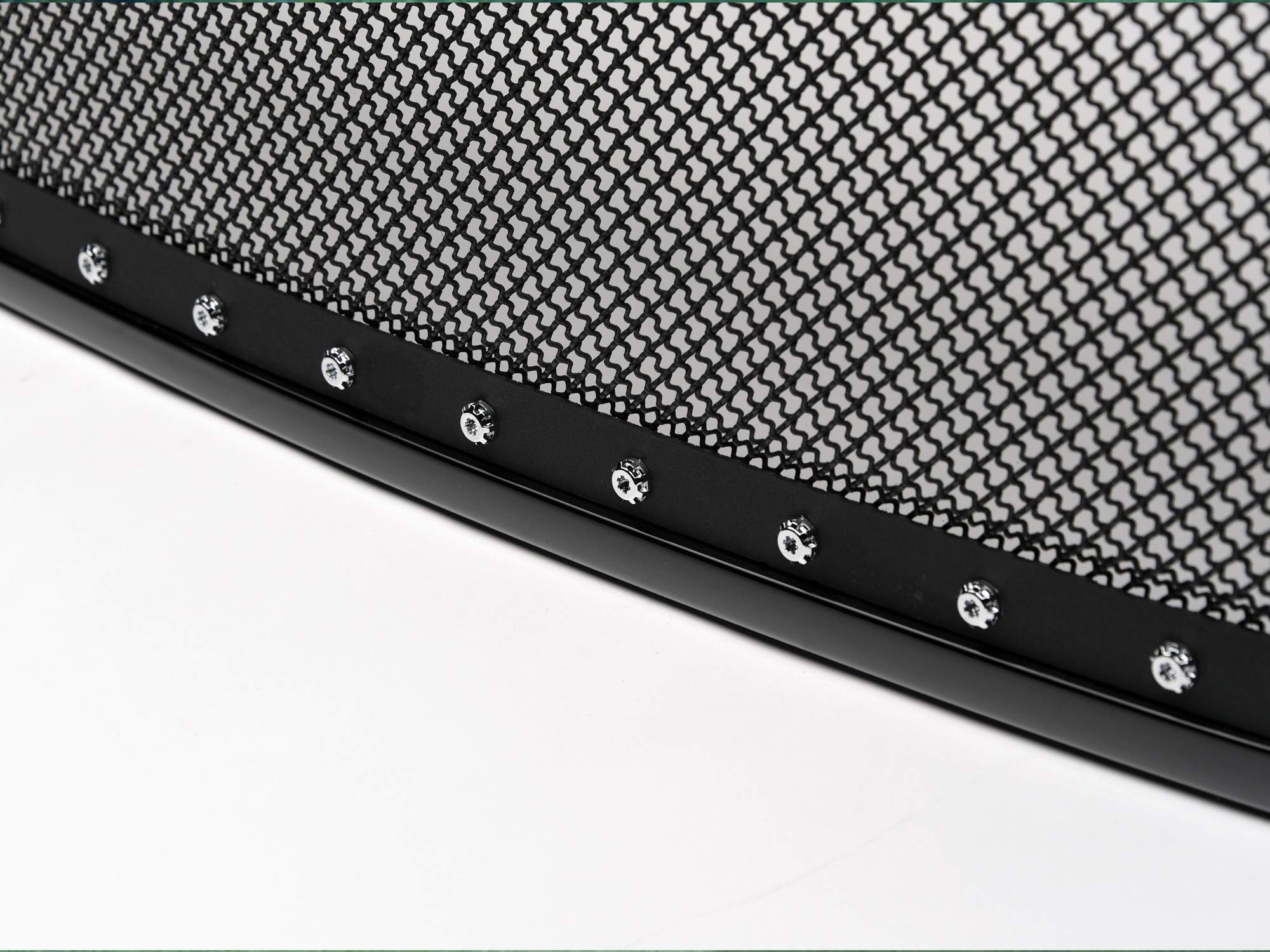Studded Mesh Front Hood Grille Armordillo USA - Gloss Black Fits 2002-2005 Dodge Ram 1500