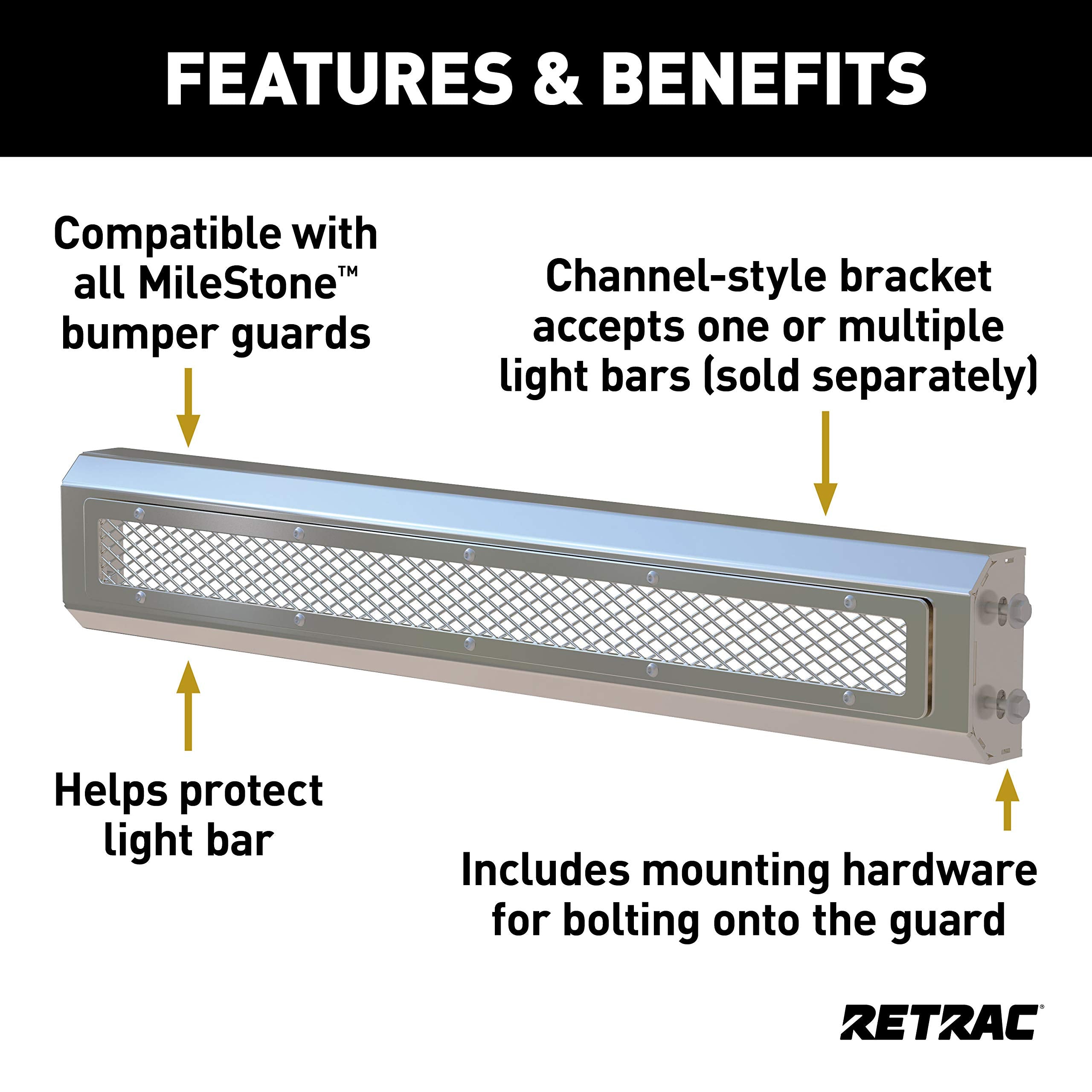Milestone Retrac 207715 Polished Stainless Bumper Guard Light Cage