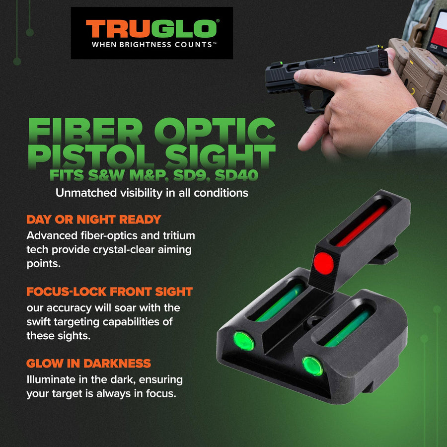 TruGlo Handgun Fiber Optic Pistol Laser Sight Accessories Fits Most Smith and Wesson M&P, SD9 and SD40 Models, with TRIDOT Aiming System