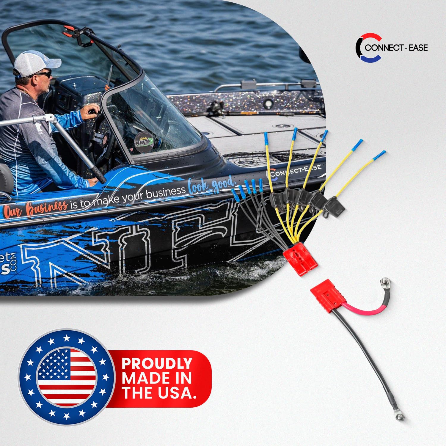 12V Connect-Ease Battery Connector Kit CE12VB5FK | Easy 5-Lead Fused System for Any Marine Electronics | Power Depth Finders, GPS Units, Pumps & More | Marine-Grade UL1426 Wire | Battery NOT Included